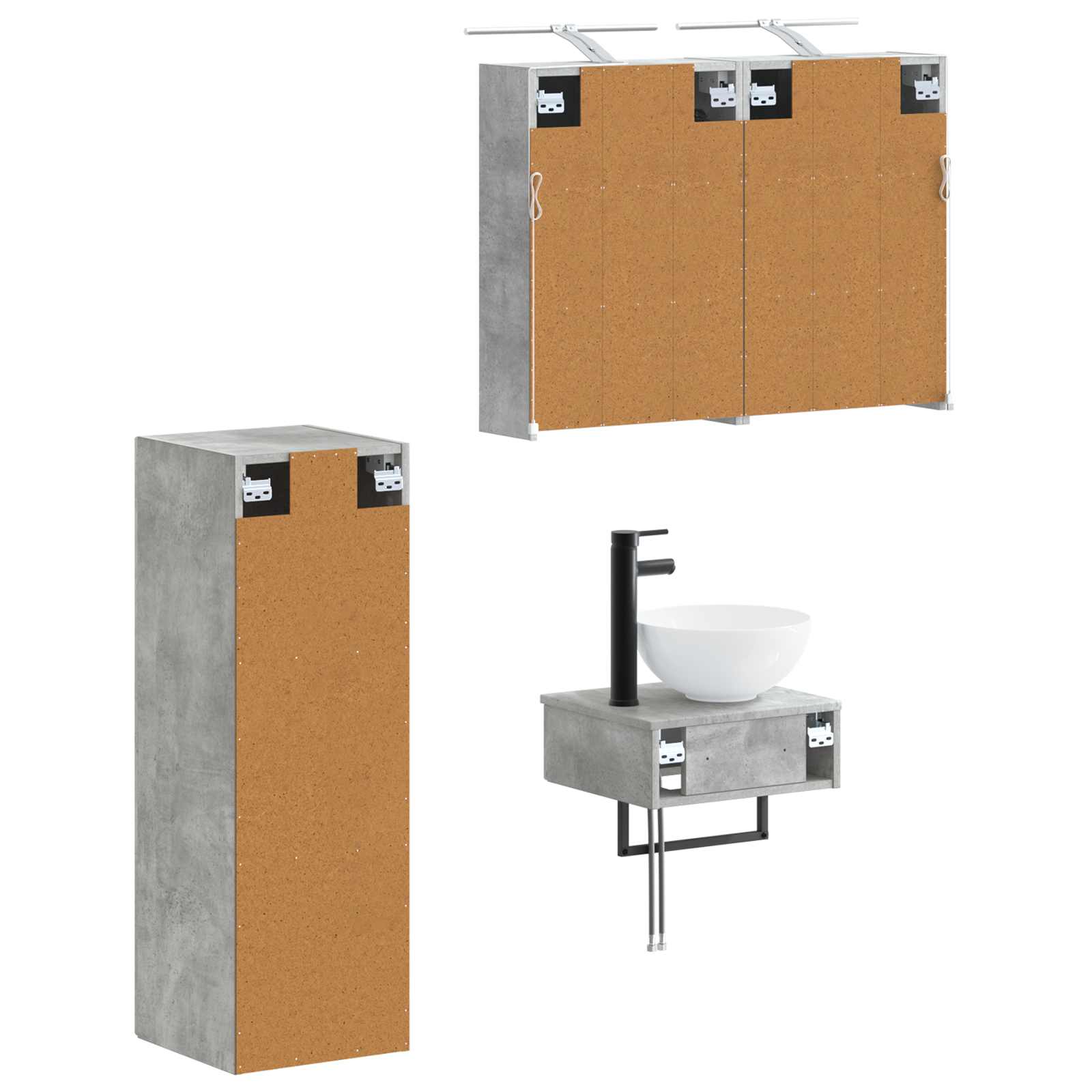 vidaXL Zestaw Szafek Łazienkowych 4 pcs Betonowy szary