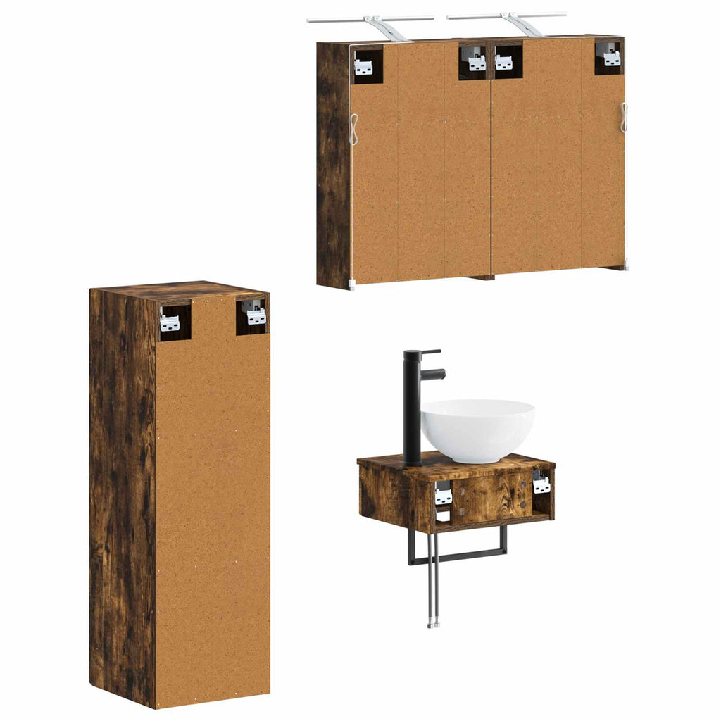 vidaXL Zestaw Szafek Łazienkowych 4 pcs Dąb wędzony 43 x 16 x 62,5 cm