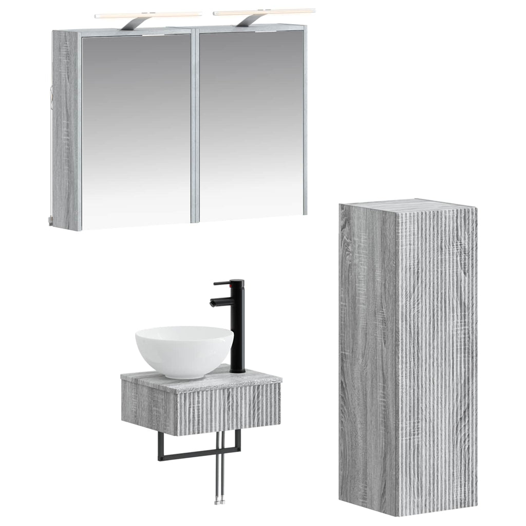 vidaXL Zestaw Szafek Łazienkowych 4 pcs Szary Sonoma 43 x 16 x 62,5 cm