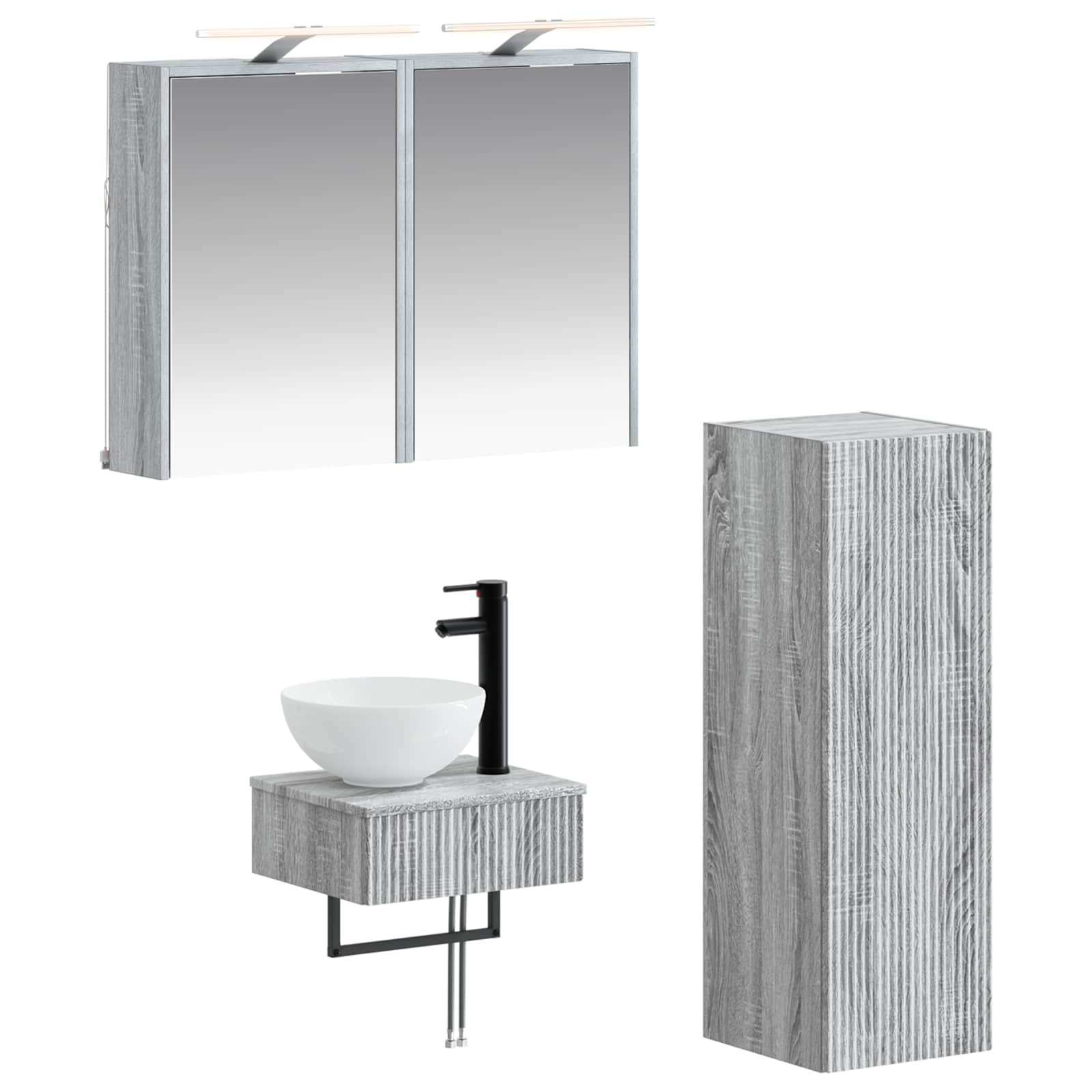 vidaXL Zestaw Szafek Łazienkowych 4 pcs Szary Sonoma 43 x 16 x 62,5 cm