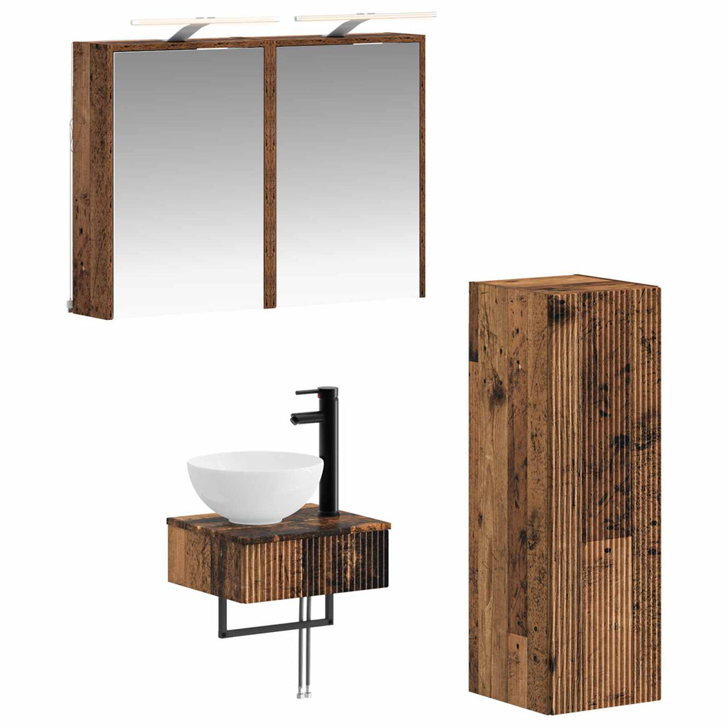 vidaXL Zestaw Szafek Łazienkowych 4 pcs Stare drewno 43 x 16 x 62,5 cm