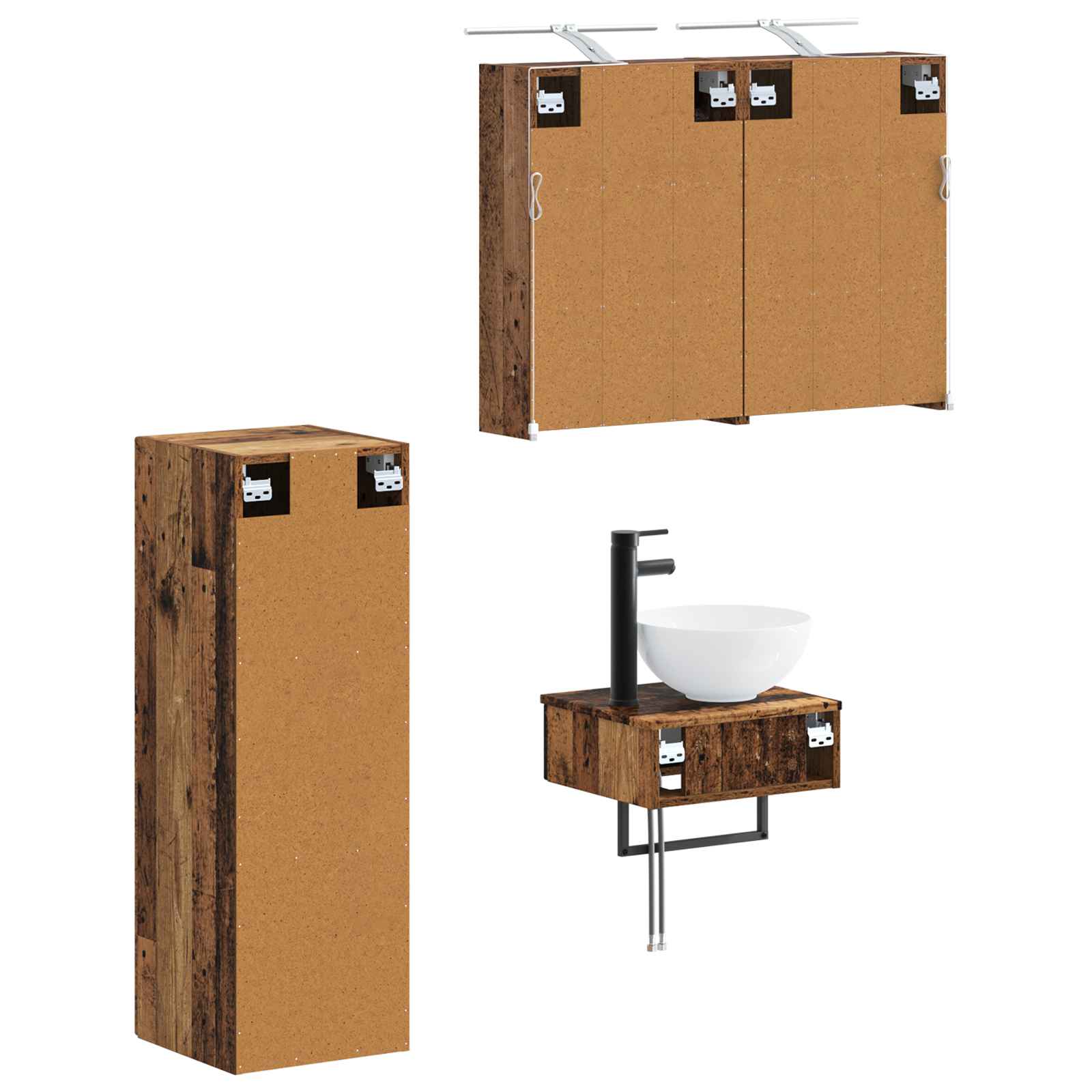 vidaXL Zestaw Szafek Łazienkowych 4 pcs Stare drewno 43 x 16 x 62,5 cm