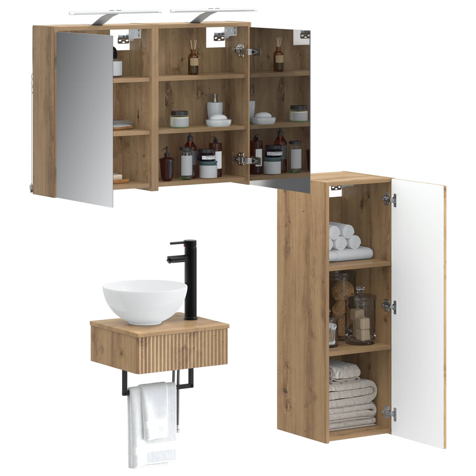 vidaXL Zestaw Szafek Łazienkowych 4 pcs Dąb artisan 43 x 16 x 62,5 cm