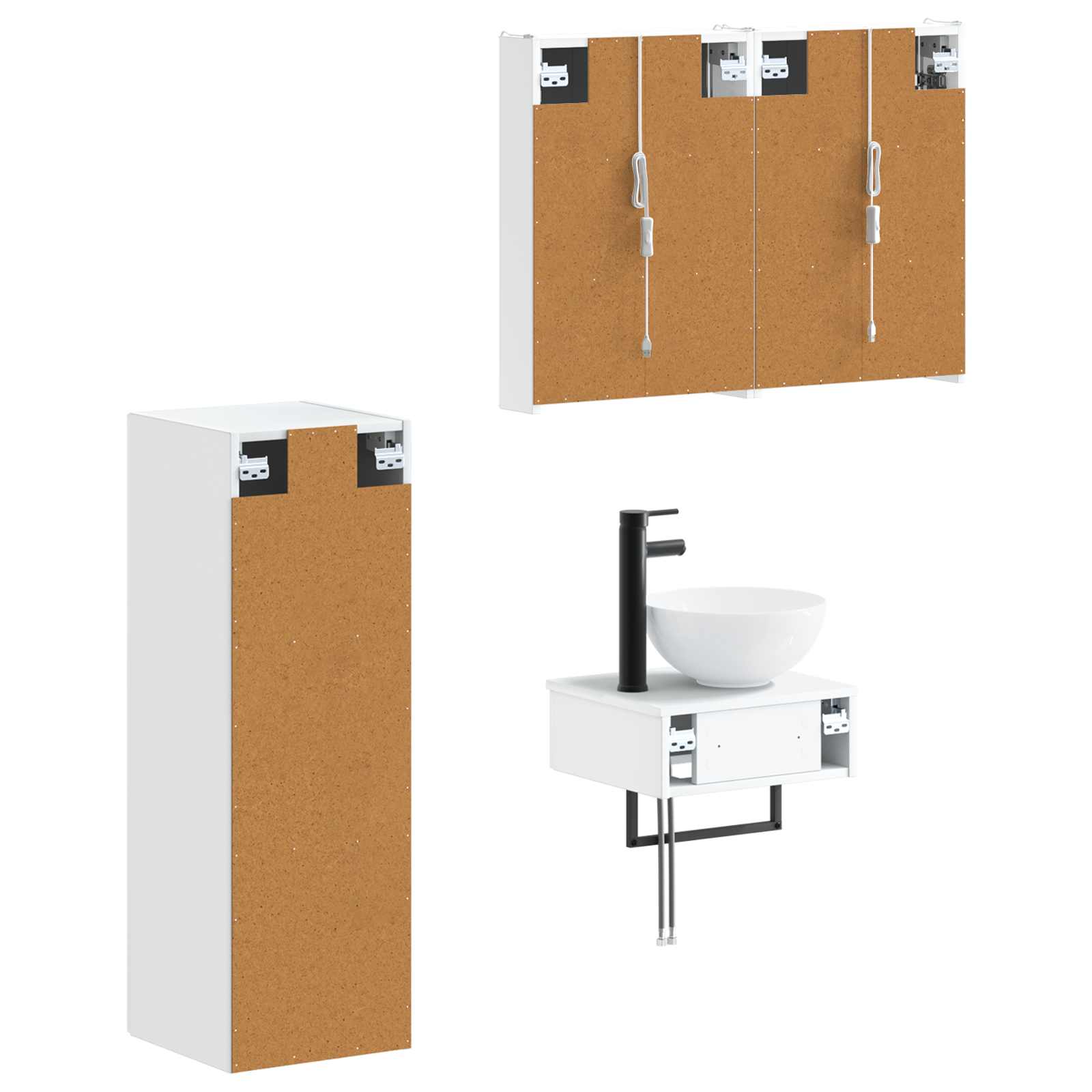 vidaXL Zestaw Szafek Łazienkowych 4 pcs Biały 43 x 11,5 x 60,5 cm