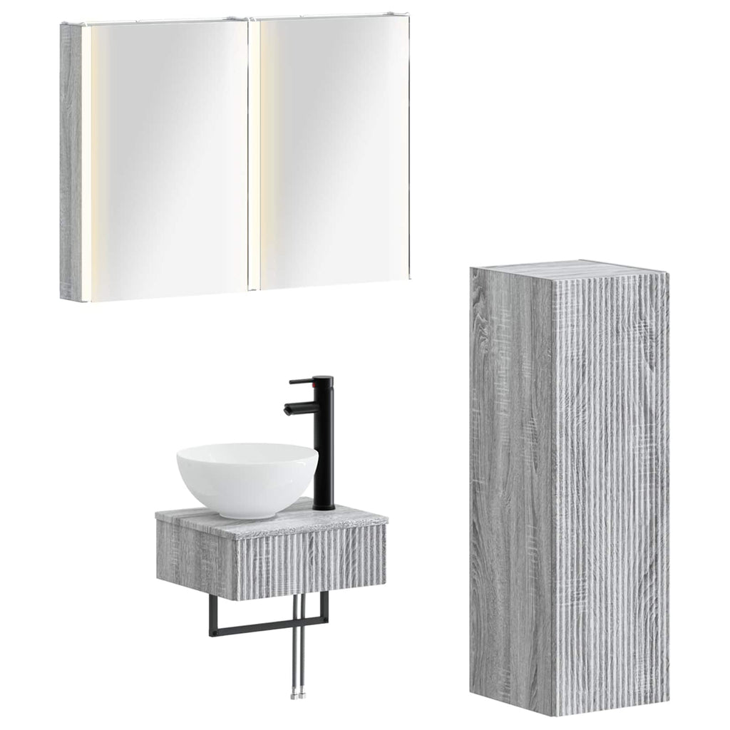 vidaXL Zestaw Szafek Łazienkowych 4 pcs Szary Sonoma