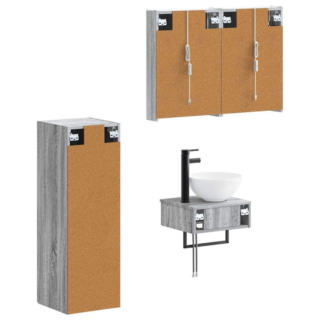 vidaXL Zestaw Szafek Łazienkowych 4 pcs Szary Sonoma