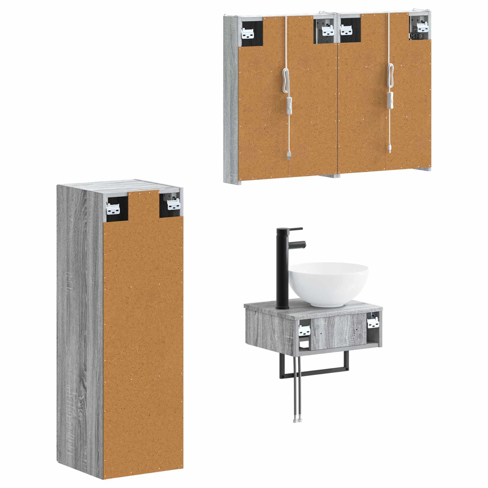 vidaXL Zestaw Szafek Łazienkowych 4 pcs Szary Sonoma
