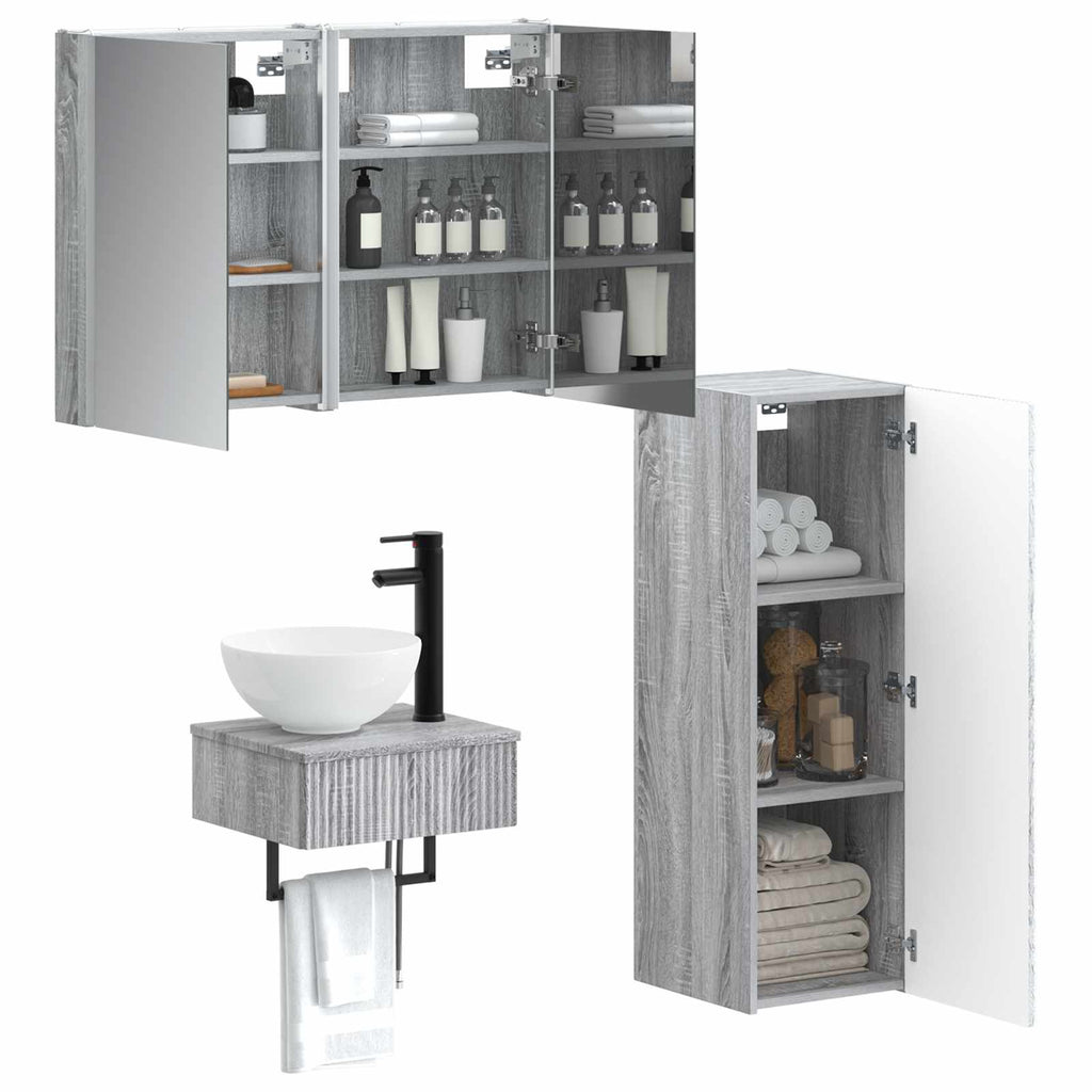 vidaXL Zestaw Szafek Łazienkowych 4 pcs Szary Sonoma