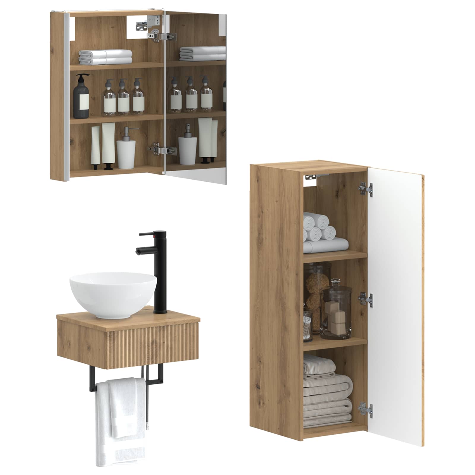 vidaXL Zestaw Szafek Łazienkowych 4 pcs Dąb artisan