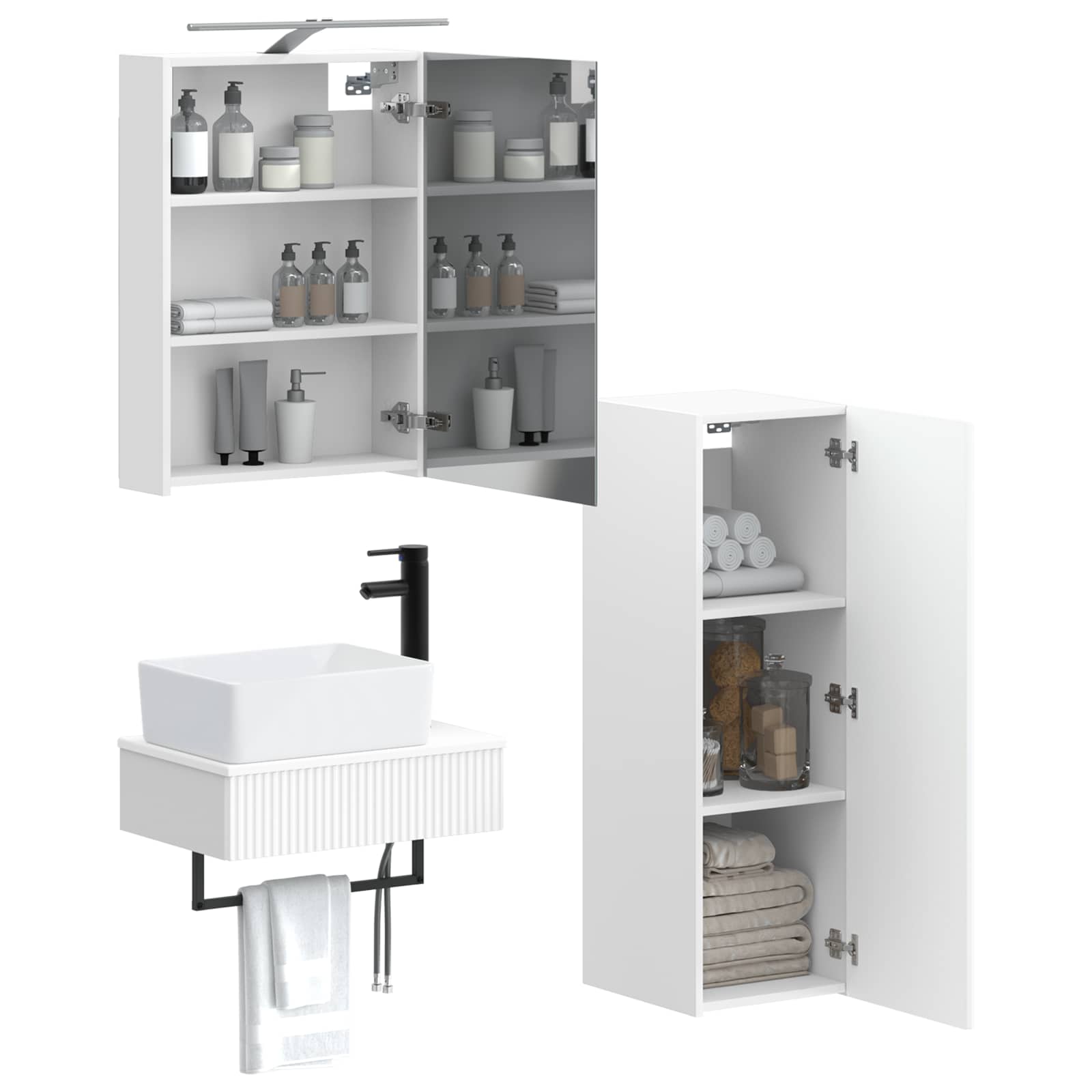 vidaXL Zestaw Szafek Łazienkowych 4 pcs Biały 50 x 14,5 x 70 cm