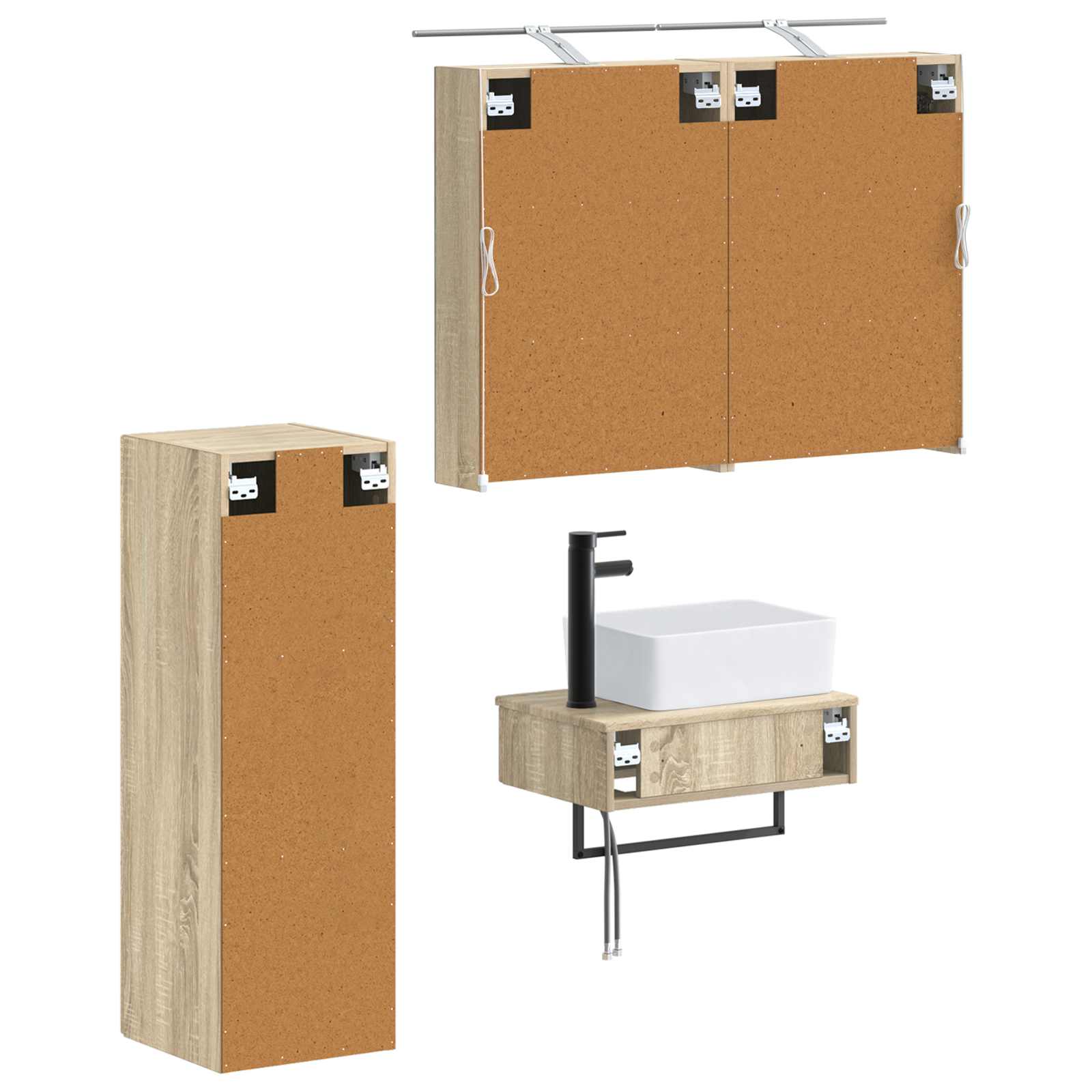 vidaXL Zestaw Szafek Łazienkowych 4 pcs dąb Sonoma 50 x 14,5 x 70 cm