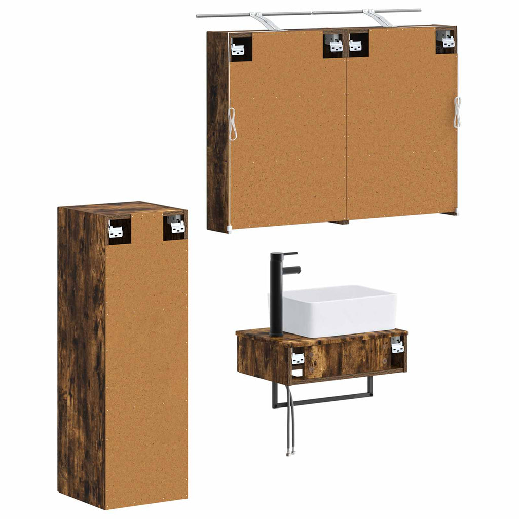 vidaXL Zestaw Szafek Łazienkowych 4 pcs Dąb wędzony 50 x 14,5 x 70 cm