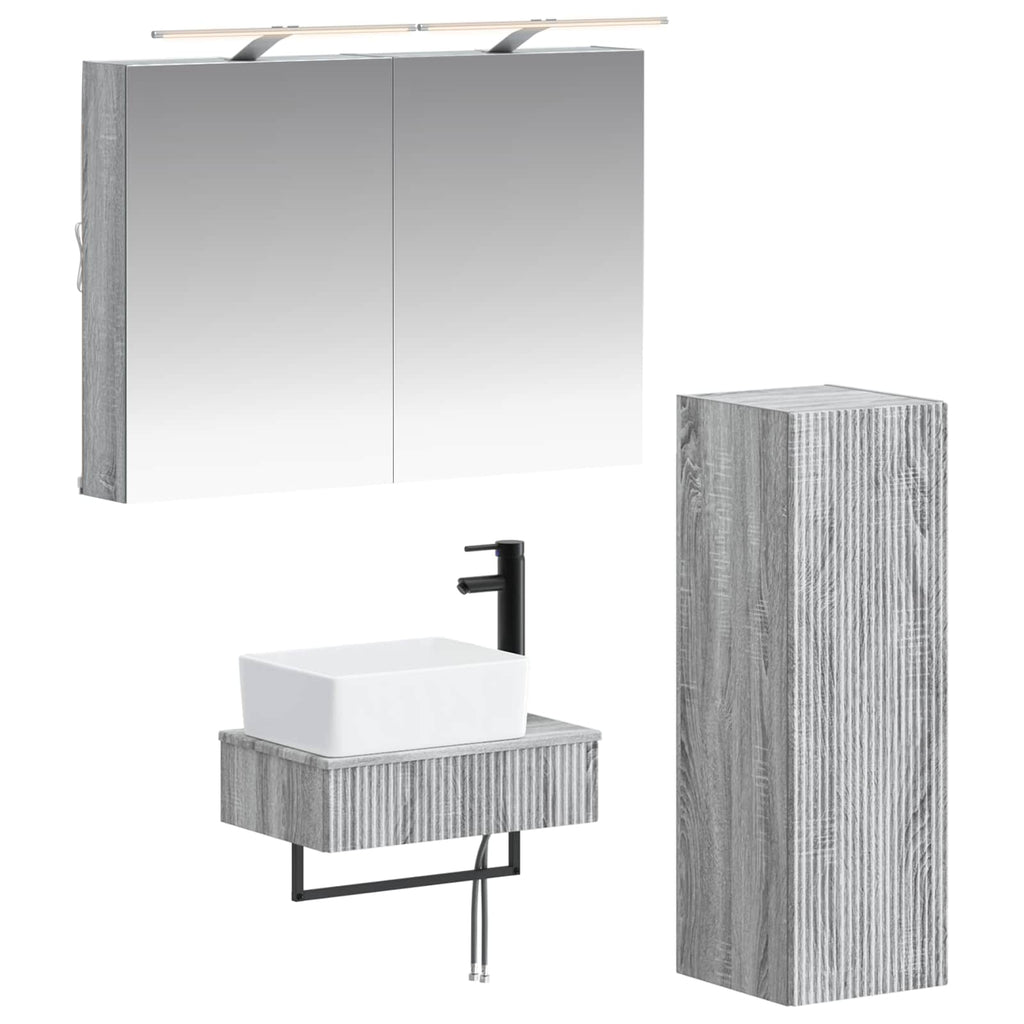 vidaXL Zestaw Szafek Łazienkowych 4 pcs Szary Sonoma 50 x 14,5 x 70 cm