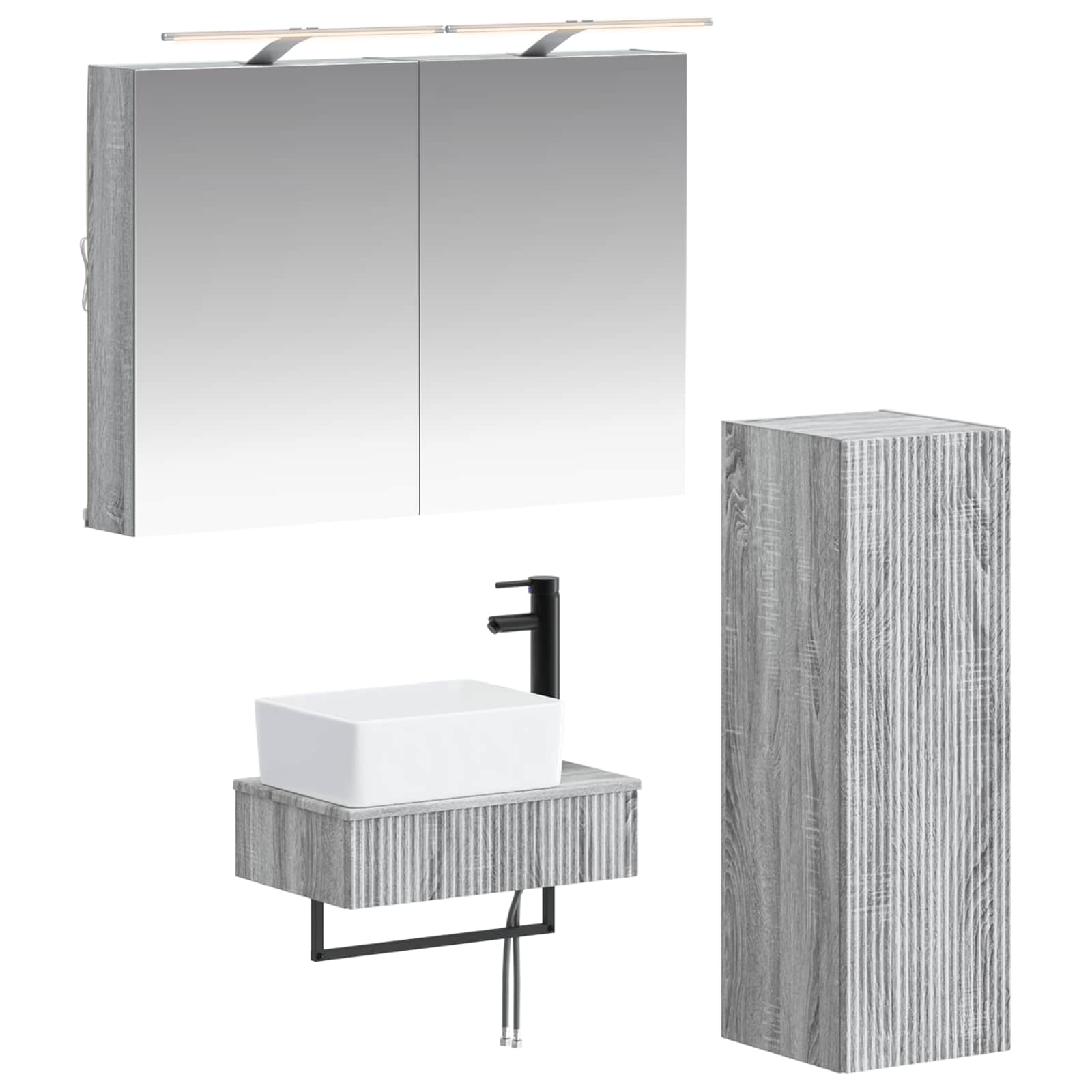 vidaXL Zestaw Szafek Łazienkowych 4 pcs Szary Sonoma 50 x 14,5 x 70 cm
