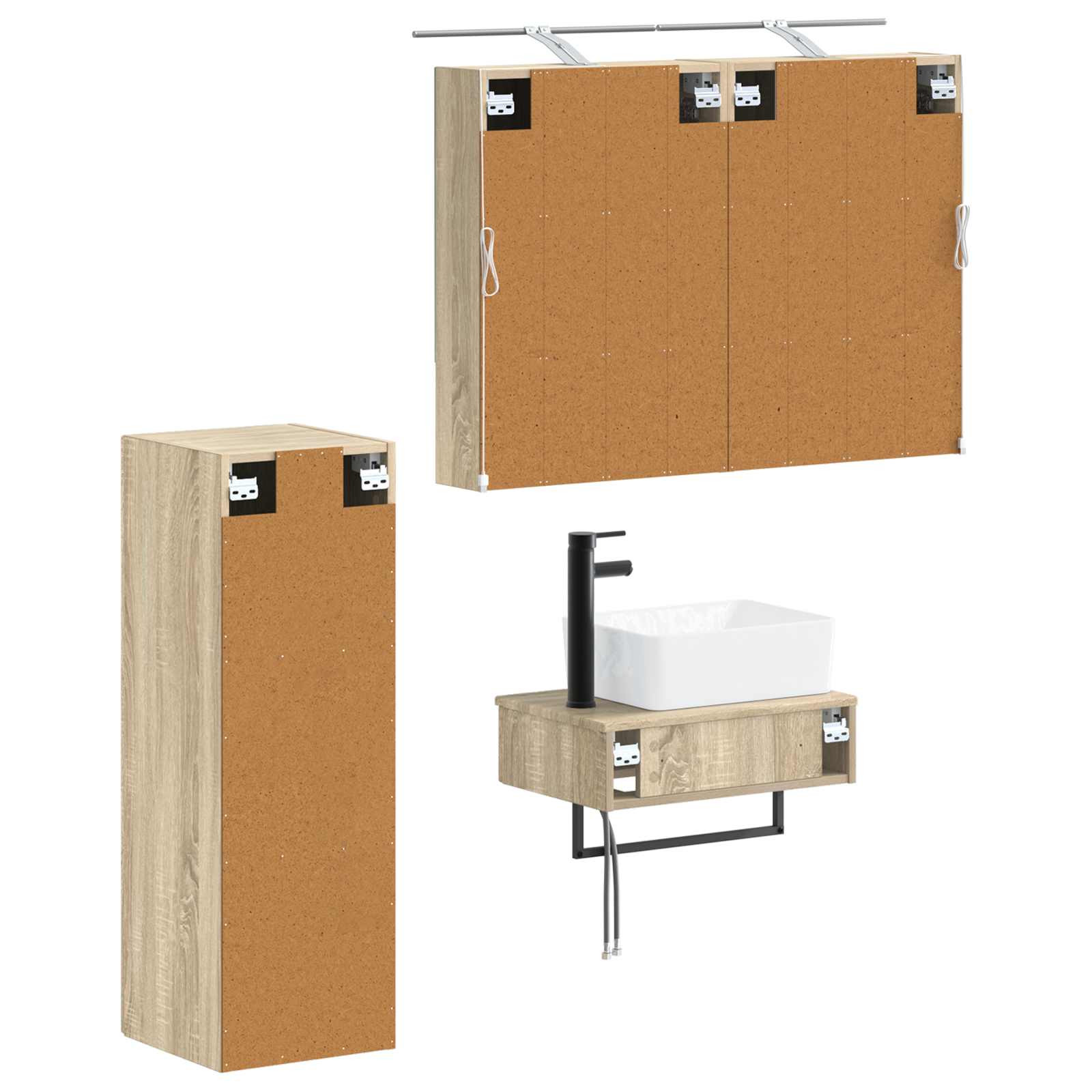 vidaXL Zestaw Szafek Łazienkowych 4 pcs dąb Sonoma 50 x 14,5 x 70 cm