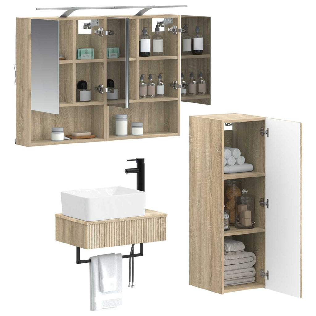 vidaXL Zestaw Szafek Łazienkowych 4 pcs dąb Sonoma 50 x 14,5 x 70 cm