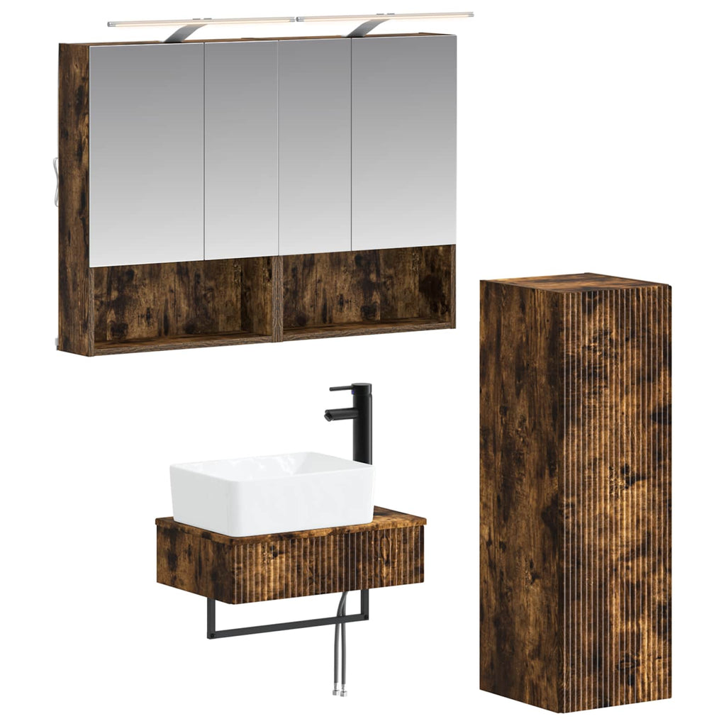 vidaXL Zestaw Szafek Łazienkowych 4 pcs Dąb wędzony 50 x 14,5 x 70 cm