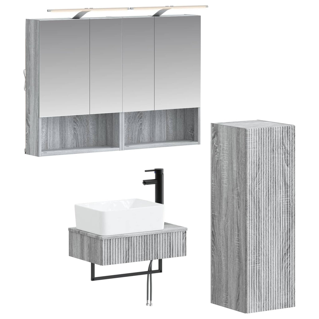 vidaXL Zestaw Szafek Łazienkowych 4 pcs Szary Sonoma 50 x 14,5 x 70 cm