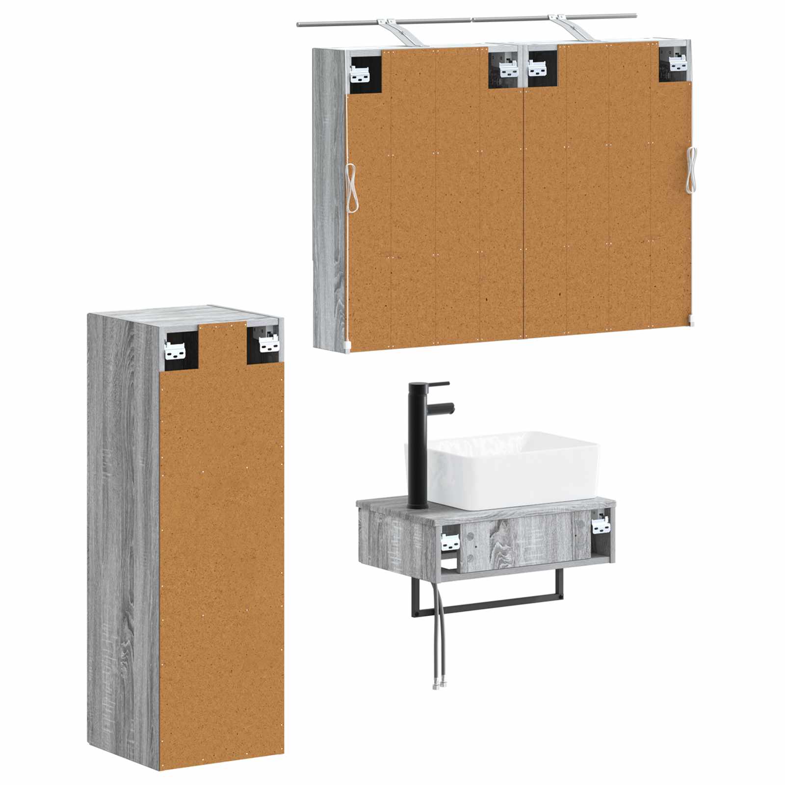 vidaXL Zestaw Szafek Łazienkowych 4 pcs Szary Sonoma 50 x 14,5 x 70 cm