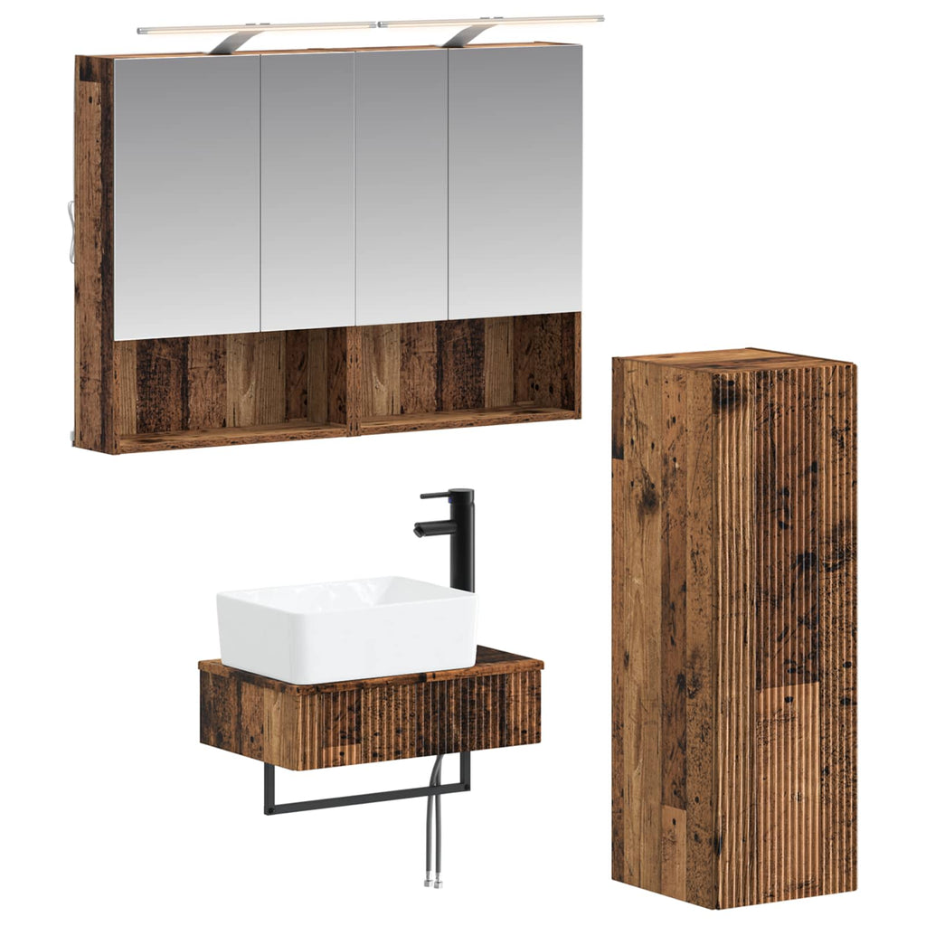 vidaXL Zestaw Szafek Łazienkowych 4 pcs Stare drewno 50 x 14,5 x 70 cm