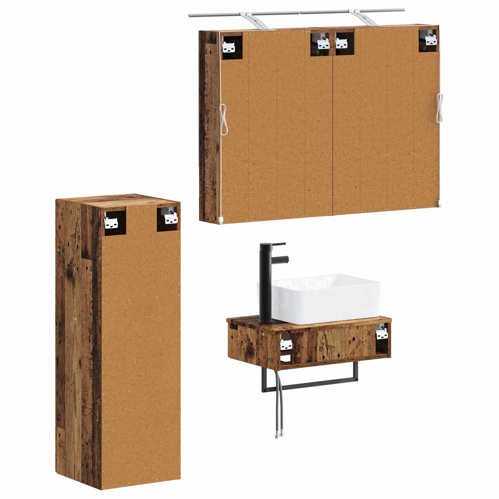 vidaXL Zestaw Szafek Łazienkowych 4 pcs Stare drewno 50 x 14,5 x 70 cm
