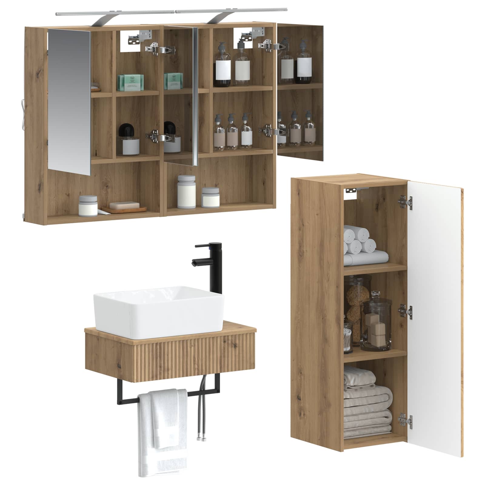 vidaXL Zestaw Szafek Łazienkowych 4 pcs Dąb artisan 50 x 14,5 x 70 cm
