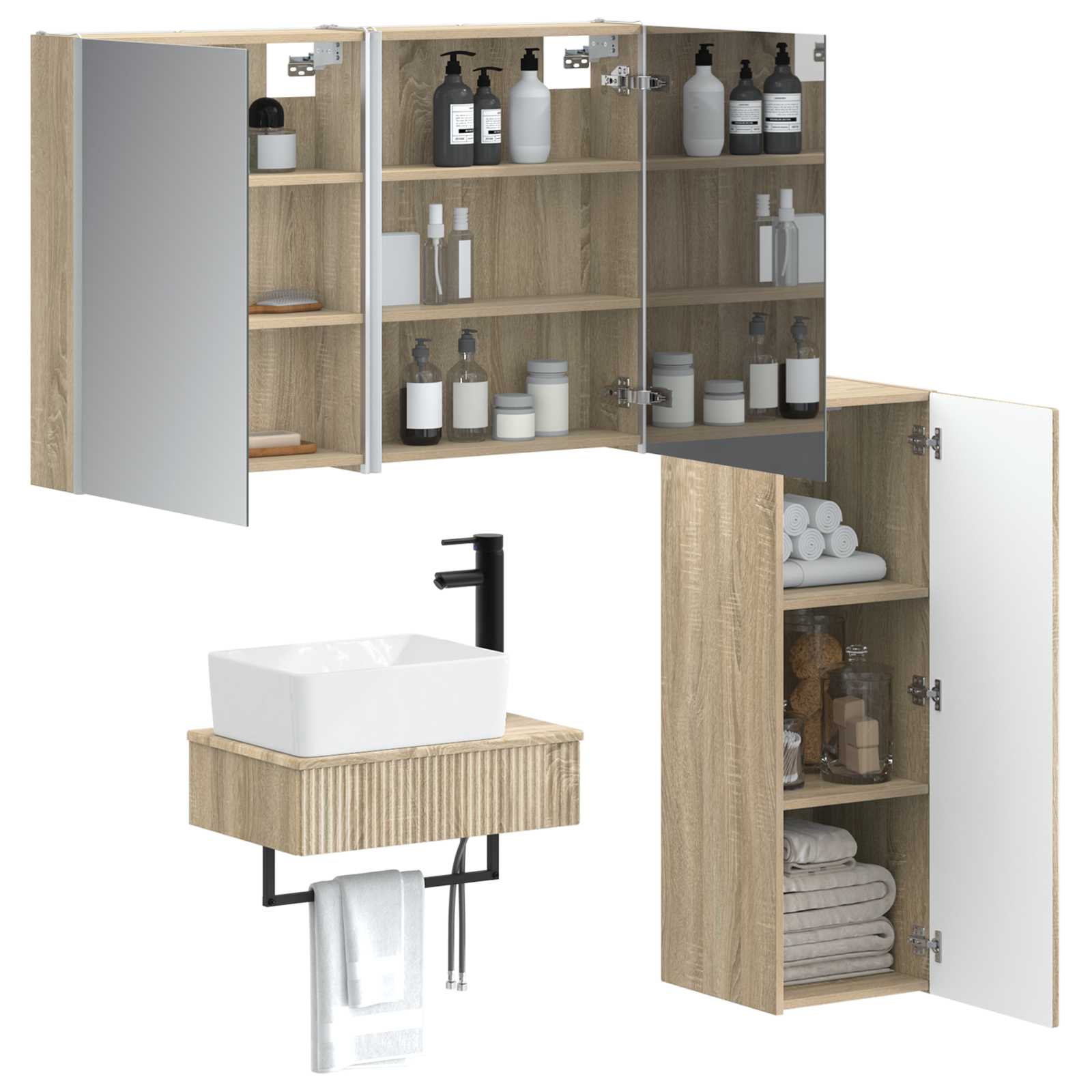 vidaXL Zestaw mebli łazienkowych 4 pcs dąb Sonoma