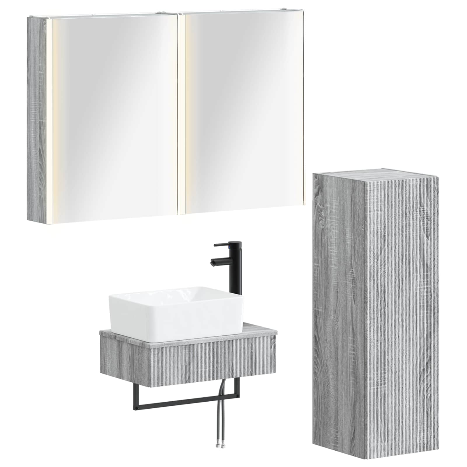 vidaXL Zestaw mebli łazienkowych 4 pcs Szary Sonoma