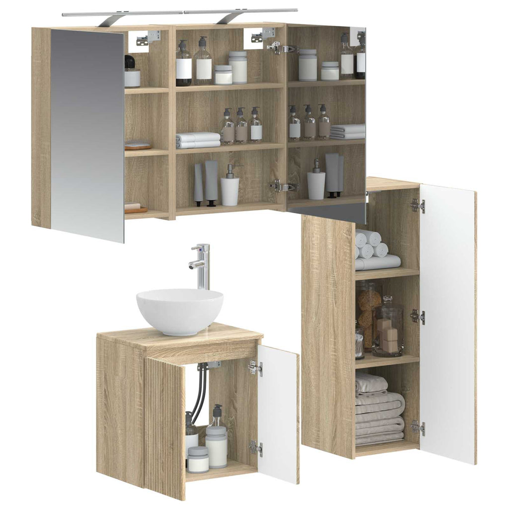 vidaXL Zestaw mebli łazienkowych 4 pcs dąb Sonoma
