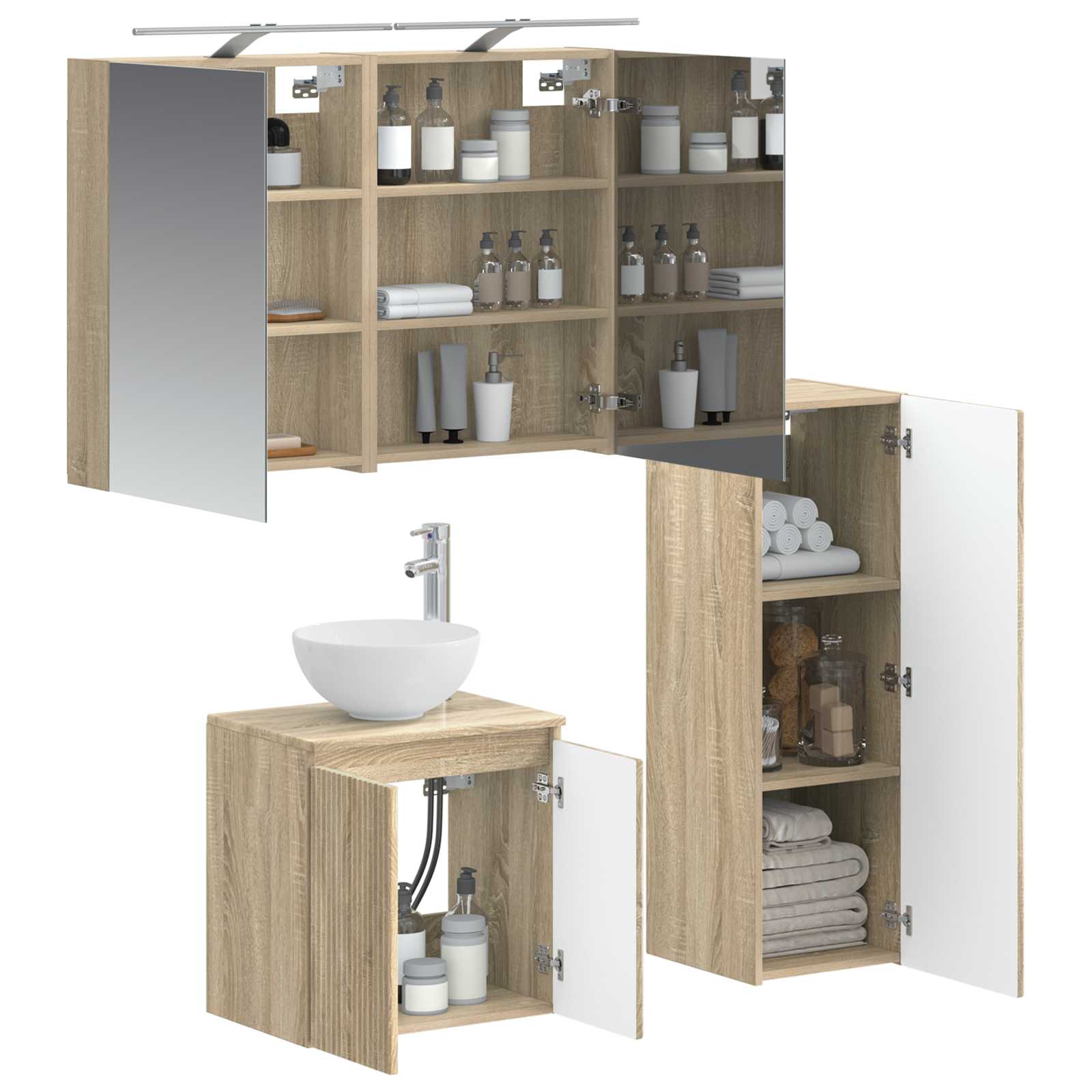 vidaXL Zestaw mebli łazienkowych 4 pcs dąb Sonoma