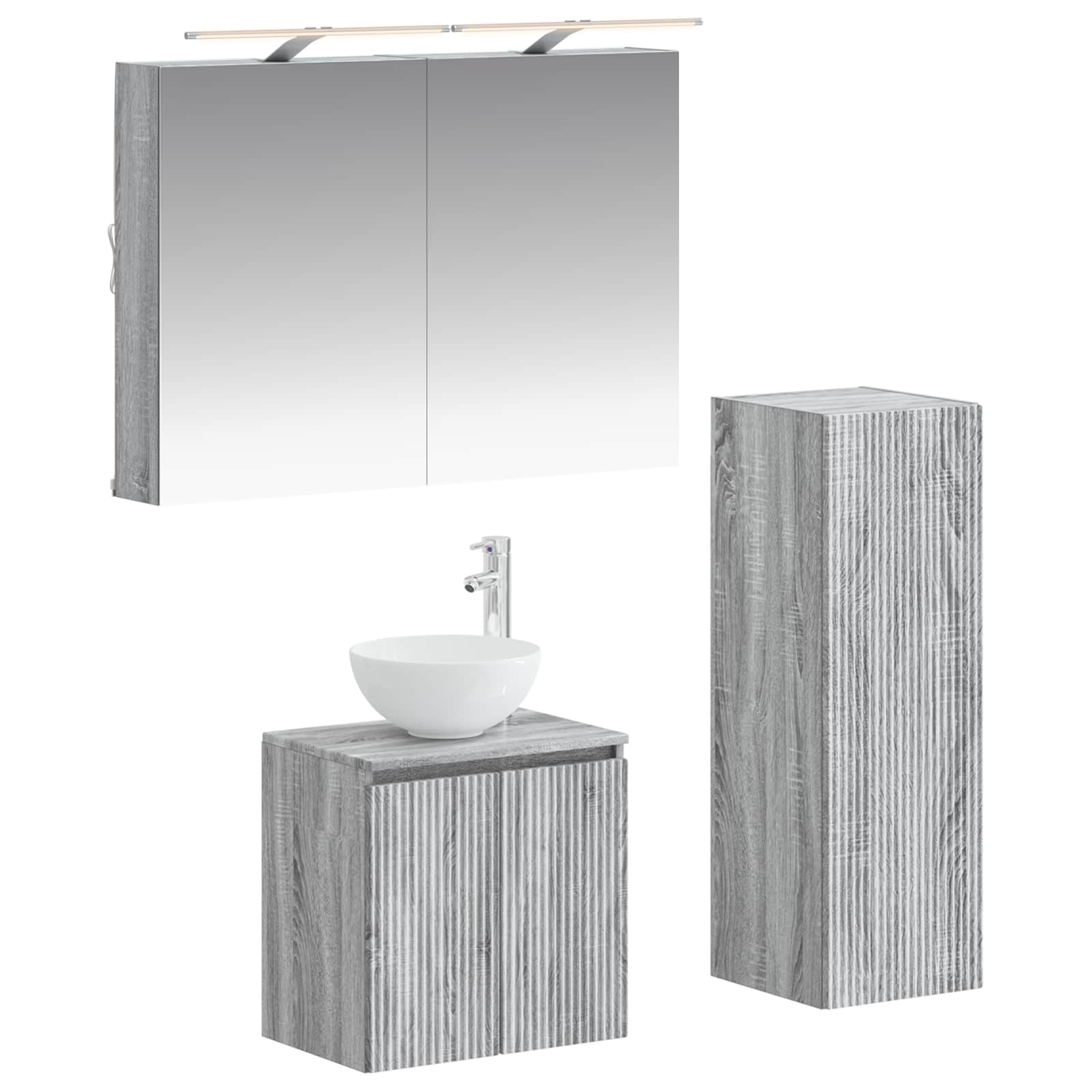 vidaXL Zestaw mebli łazienkowych 4 pcs Szary Sonoma