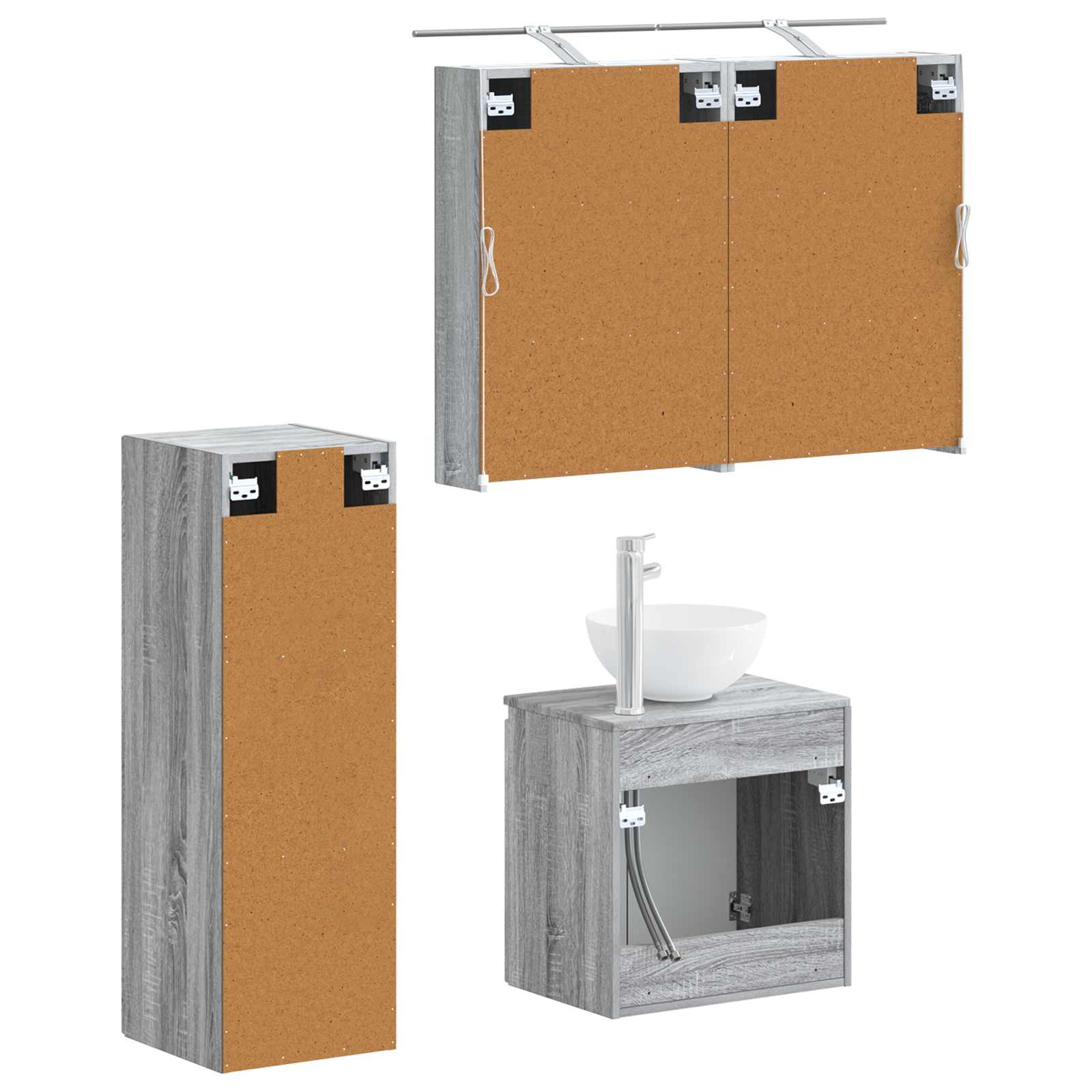 vidaXL Zestaw mebli łazienkowych 4 pcs Szary Sonoma