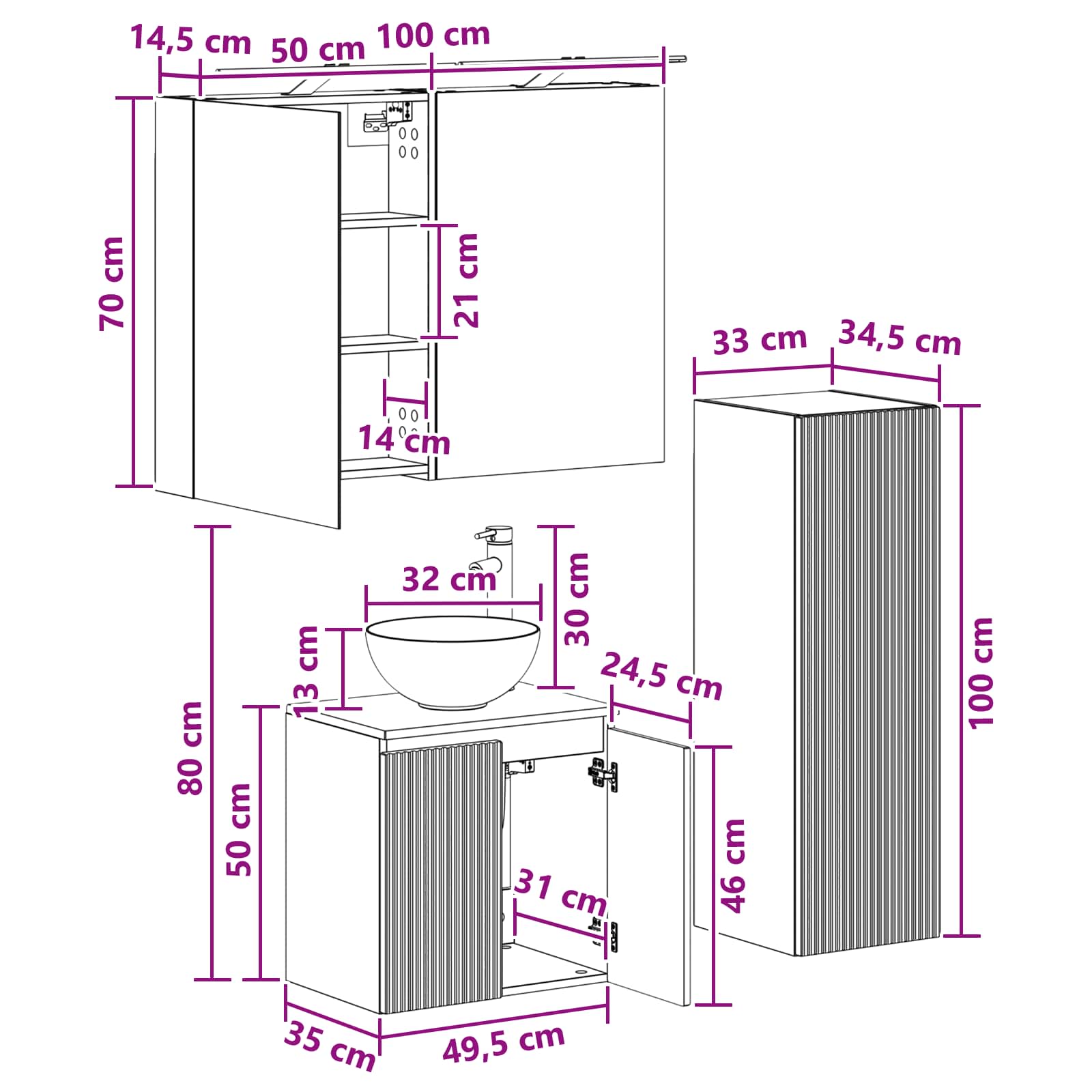 vidaXL Zestaw mebli łazienkowych 4 pcs Stare drewno