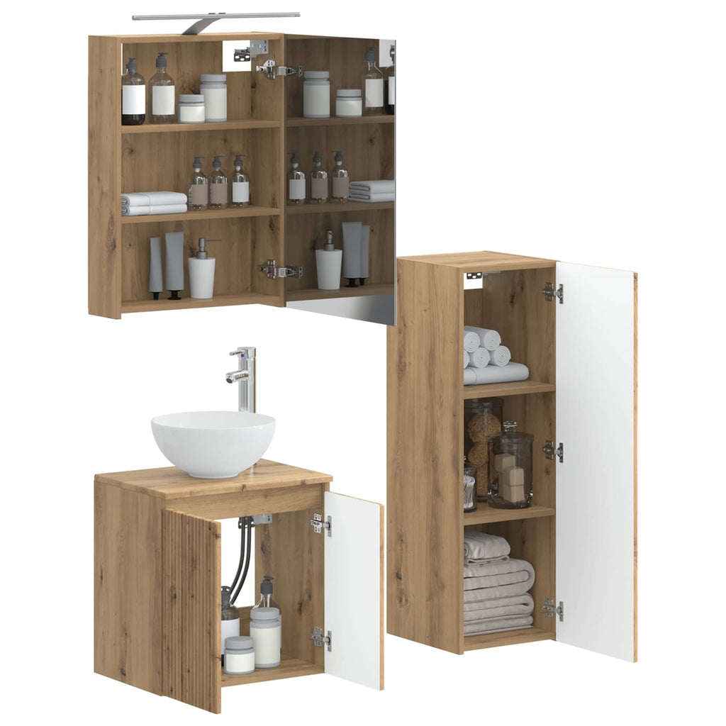 vidaXL Zestaw mebli łazienkowych 4 pcs Dąb artisan