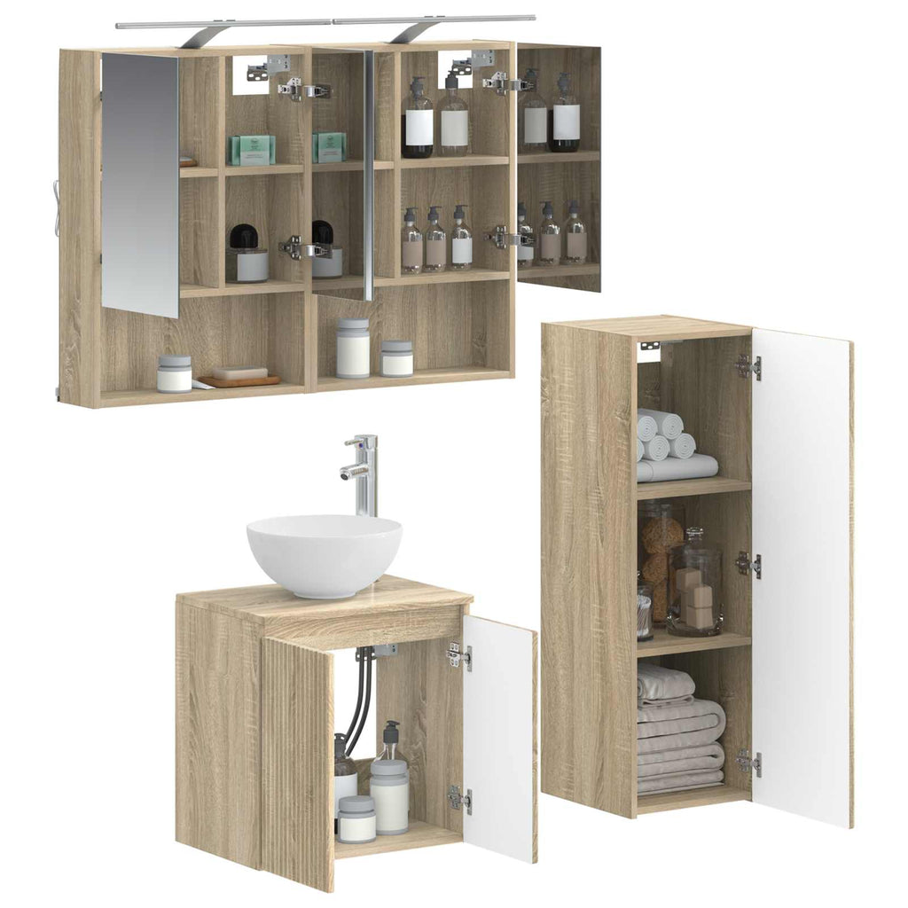 vidaXL Zestaw mebli łazienkowych 4 pcs dąb Sonoma