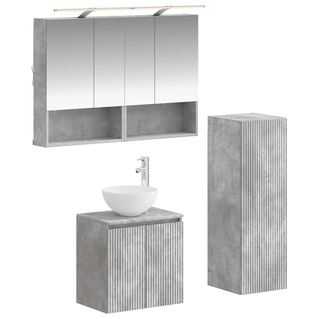 vidaXL Zestaw mebli łazienkowych 4 pcs Betonowy szary