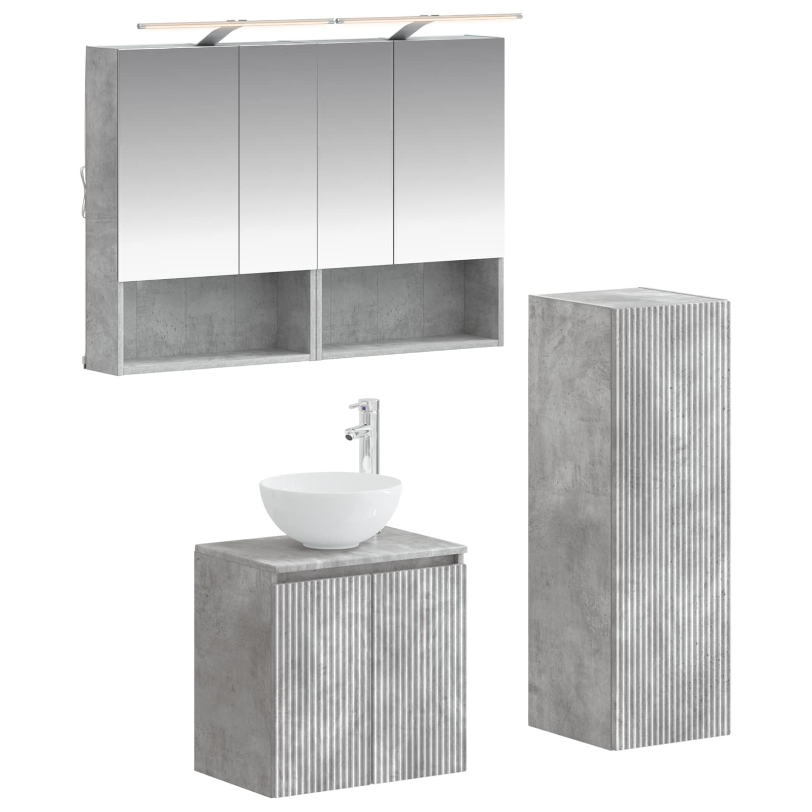 vidaXL Zestaw mebli łazienkowych 4 pcs Betonowy szary