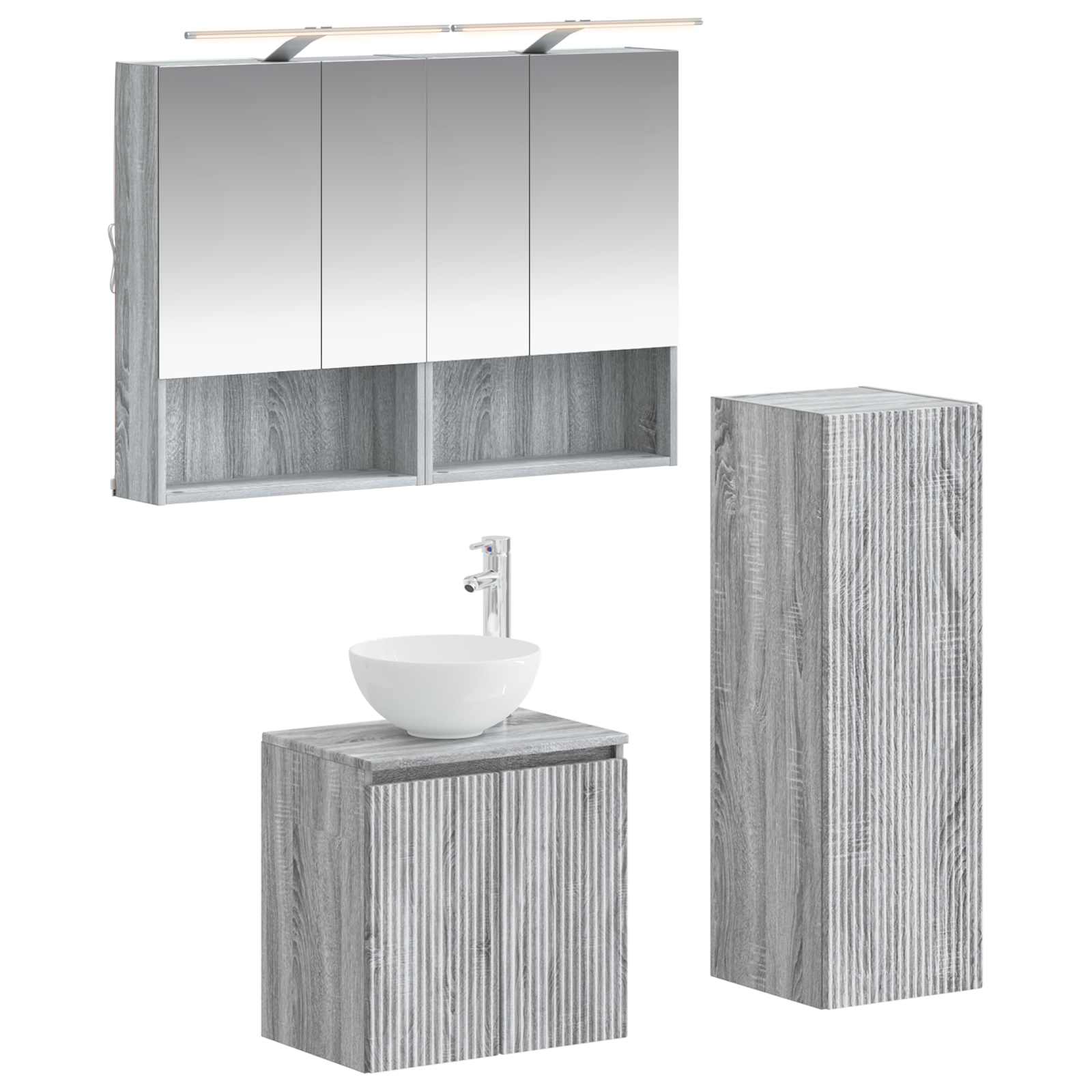 vidaXL Zestaw mebli łazienkowych 4 pcs Szary Sonoma