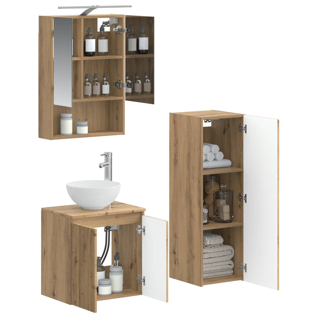vidaXL Zestaw mebli łazienkowych 4 pcs Dąb artisan
