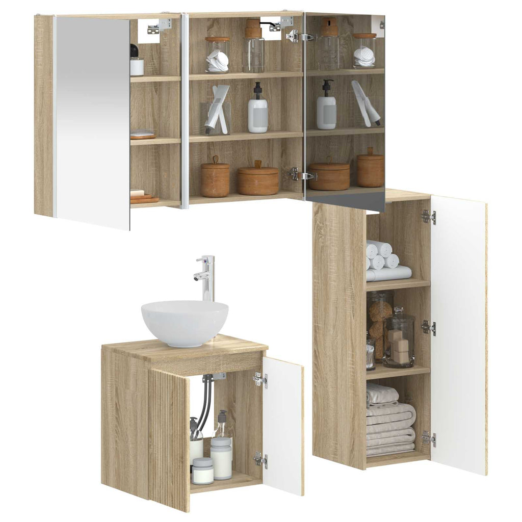 vidaXL Zestaw mebli łazienkowych 4 pcs dąb Sonoma