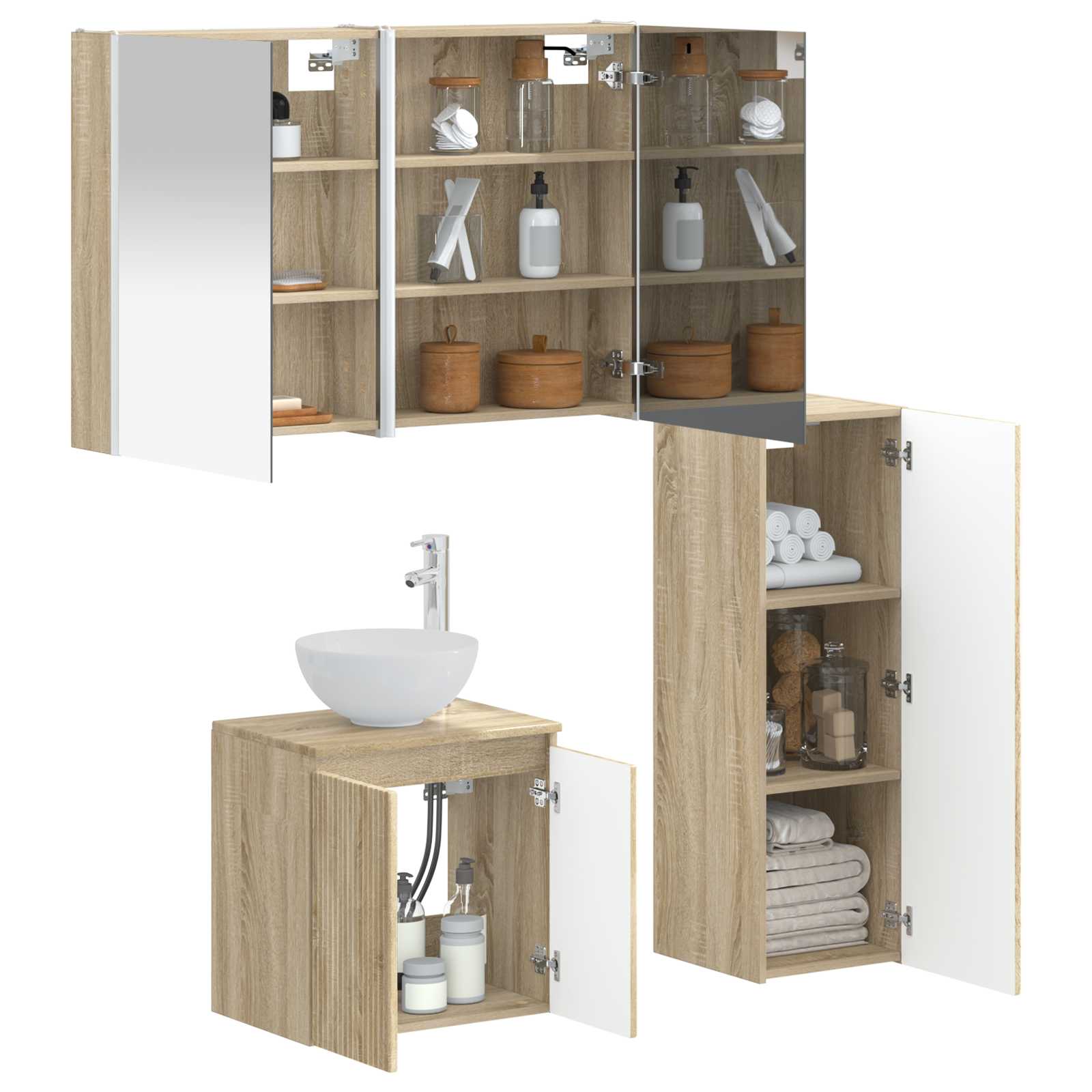 vidaXL Zestaw mebli łazienkowych 4 pcs dąb Sonoma