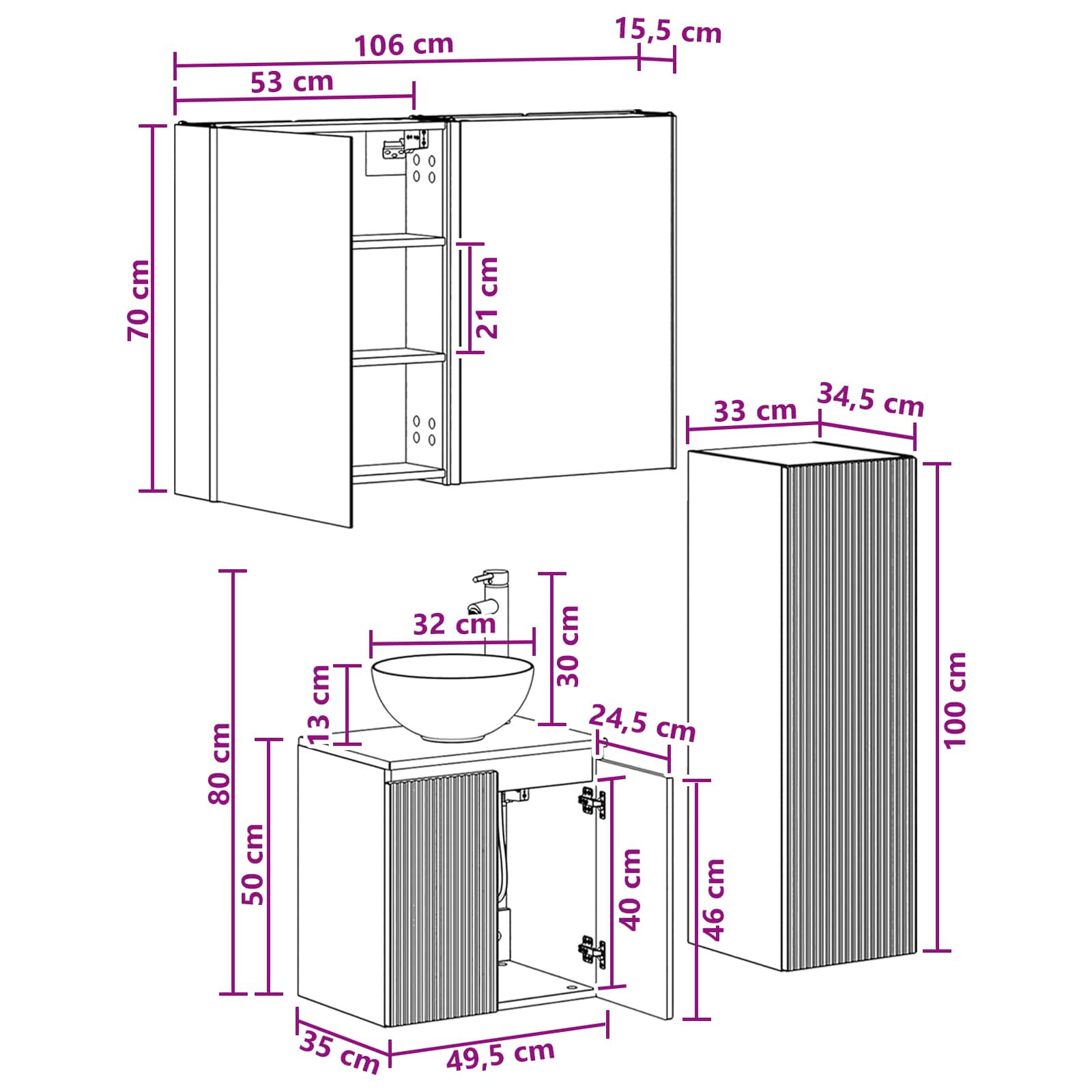 vidaXL Zestaw mebli łazienkowych 4 pcs dąb Sonoma