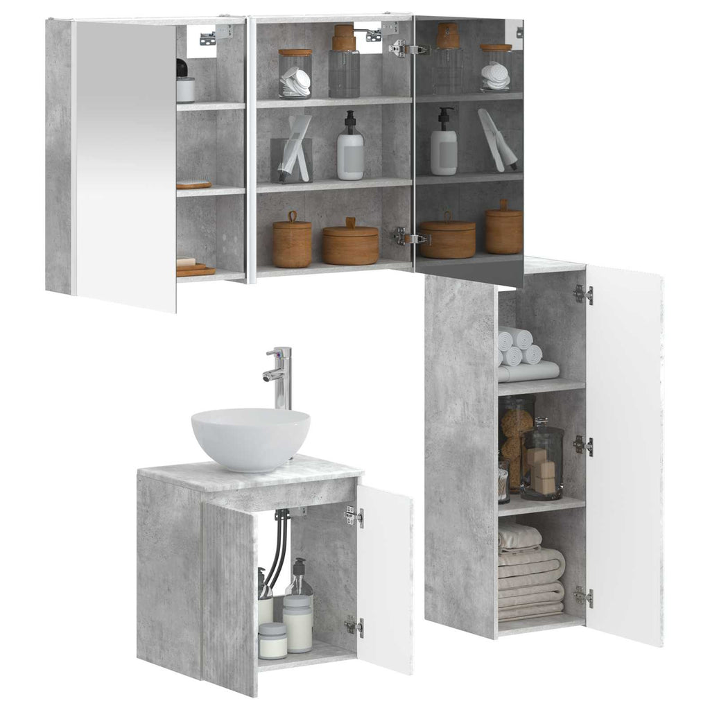 vidaXL Zestaw mebli łazienkowych 4 pcs Betonowy szary