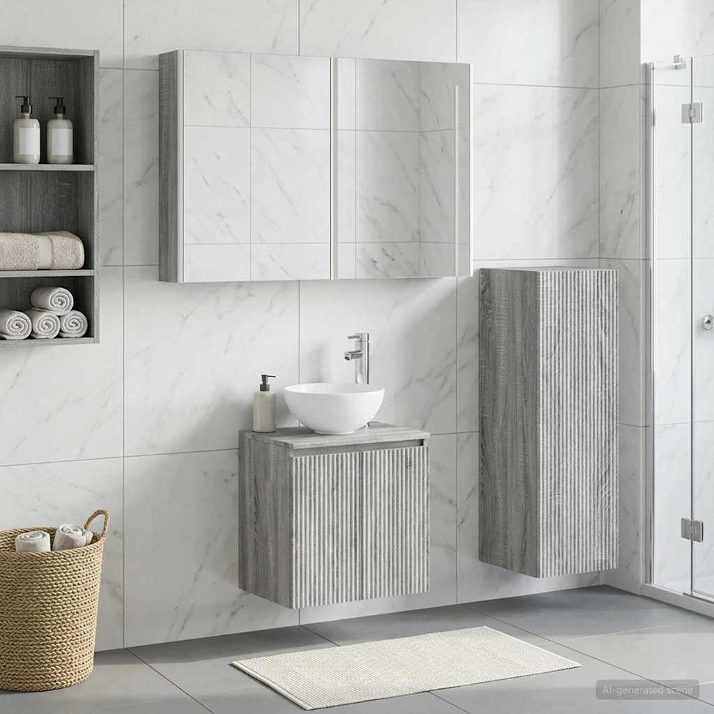 vidaXL Zestaw mebli łazienkowych 4 pcs Szary Sonoma