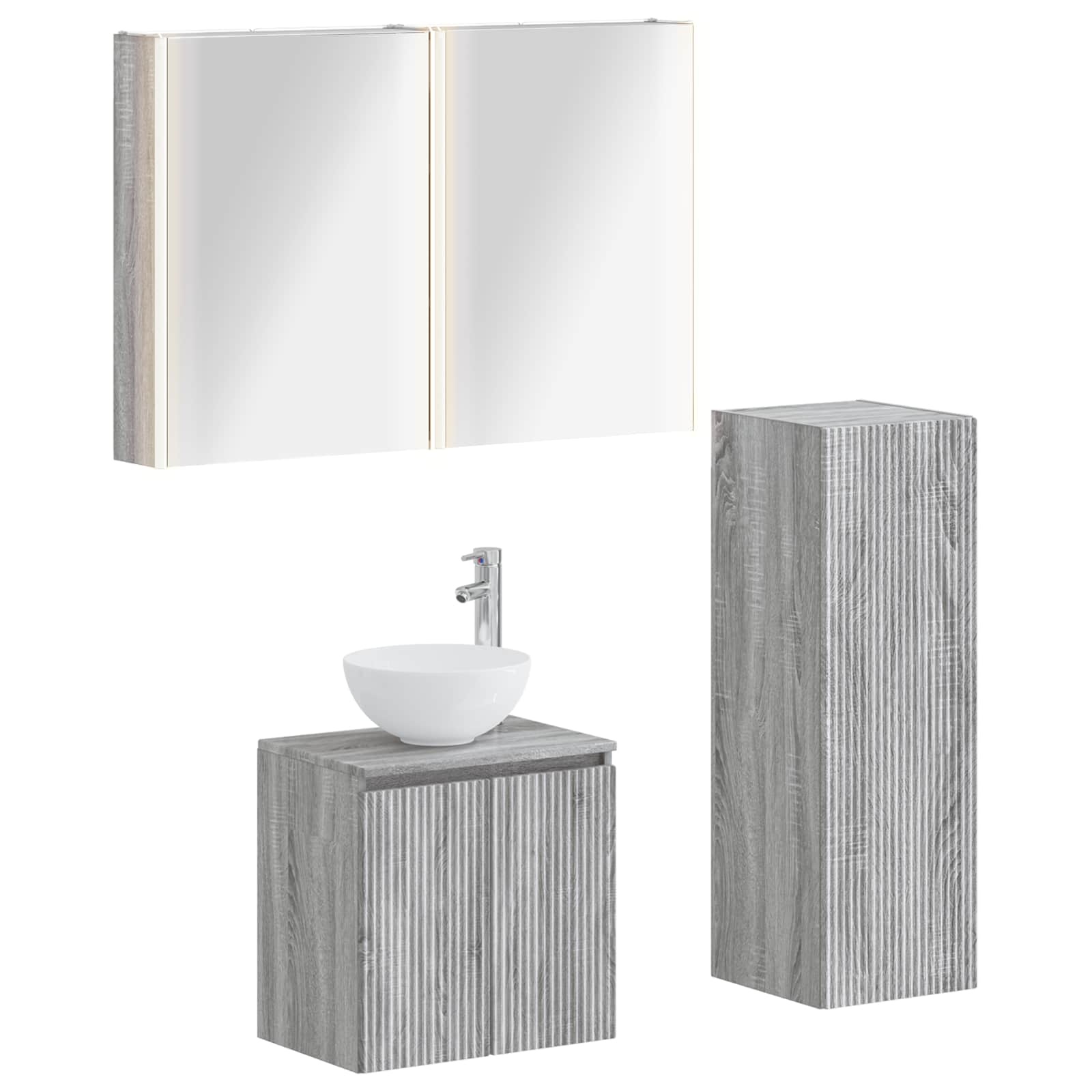 vidaXL Zestaw mebli łazienkowych 4 pcs Szary Sonoma