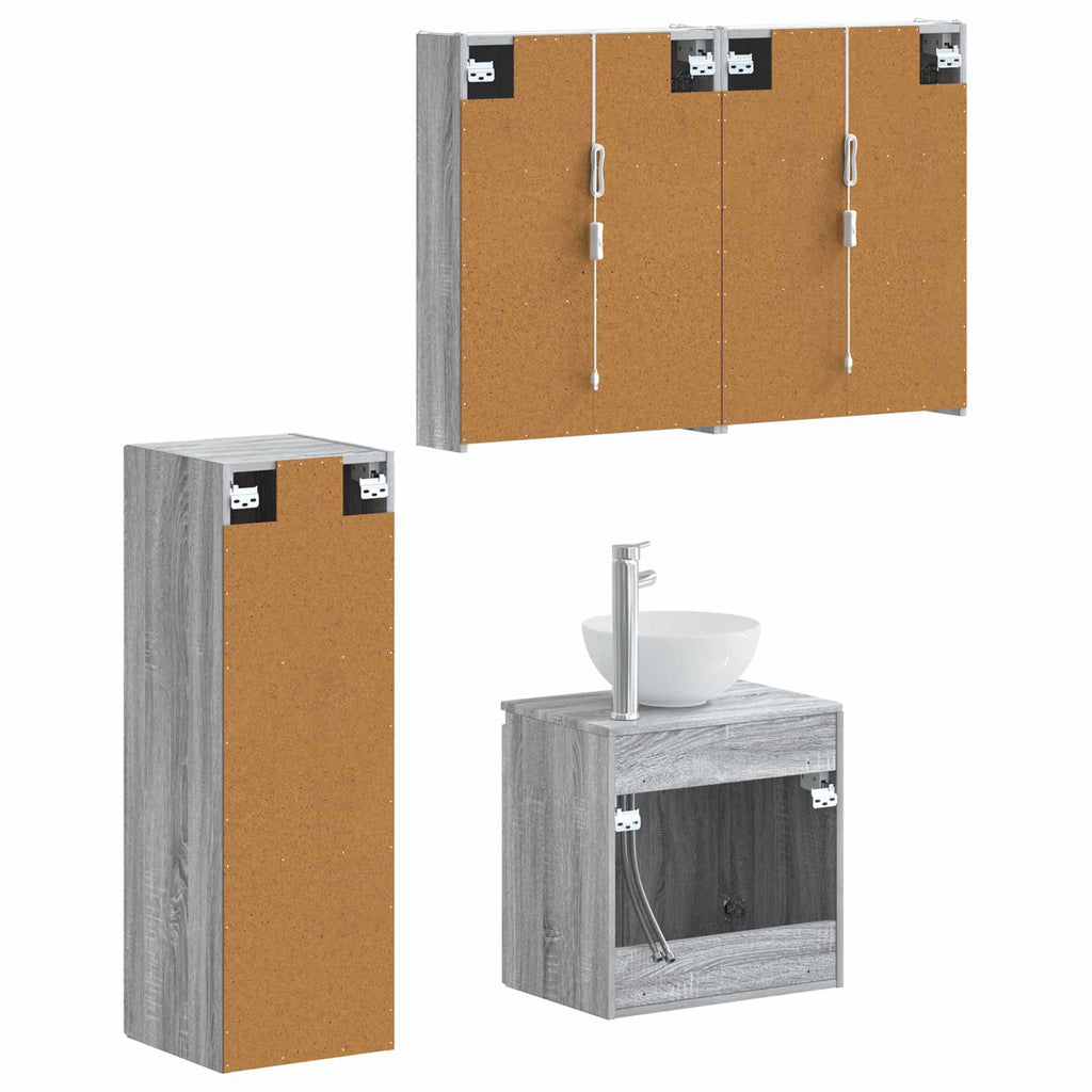 vidaXL Zestaw mebli łazienkowych 4 pcs Szary Sonoma