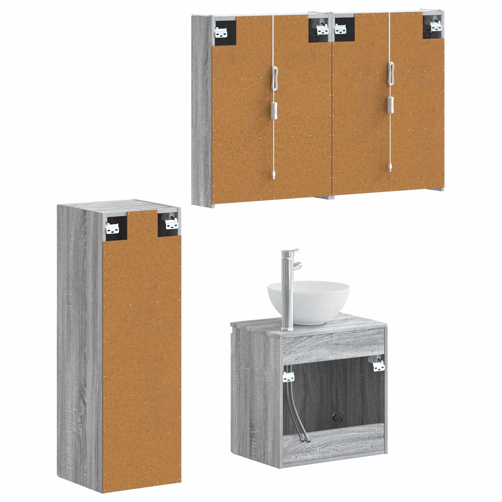 vidaXL Zestaw mebli łazienkowych 4 pcs Szary Sonoma