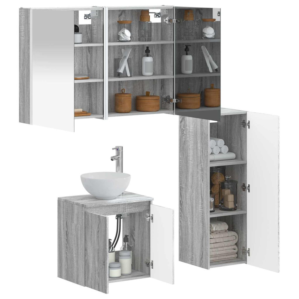 vidaXL Zestaw mebli łazienkowych 4 pcs Szary Sonoma