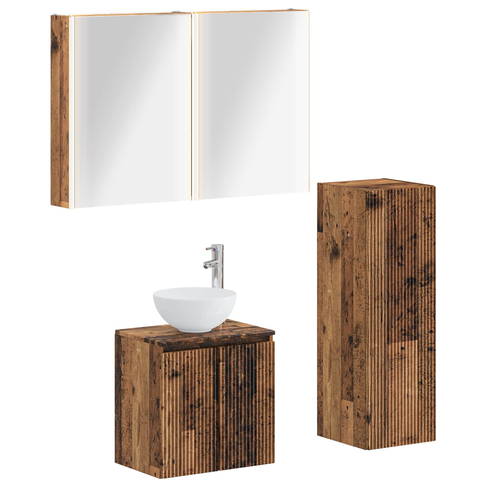 vidaXL Zestaw mebli łazienkowych 4 pcs Stare drewno