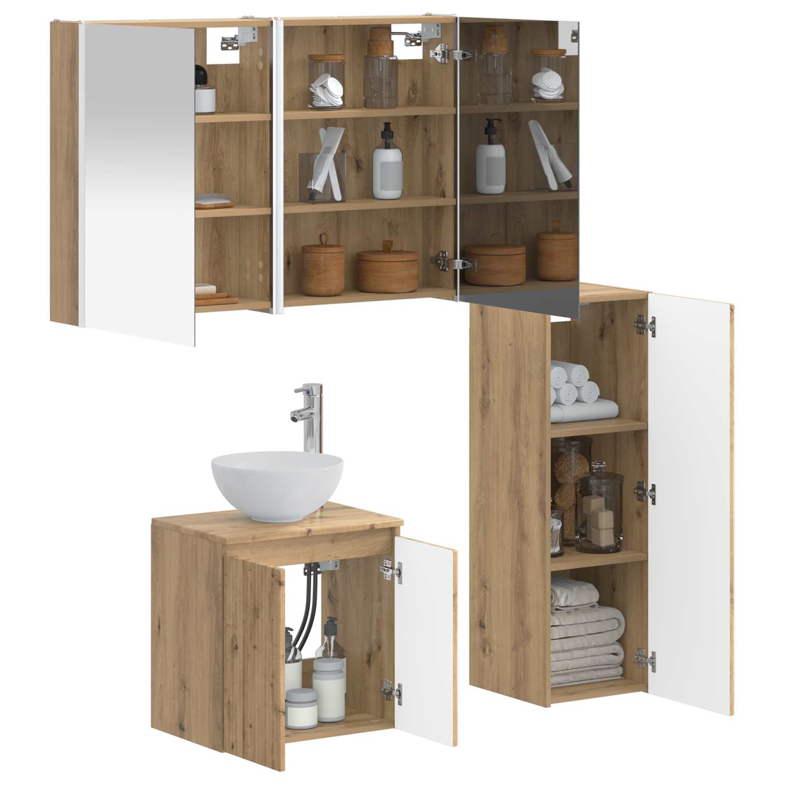 vidaXL Zestaw mebli łazienkowych 4 pcs Dąb artisan